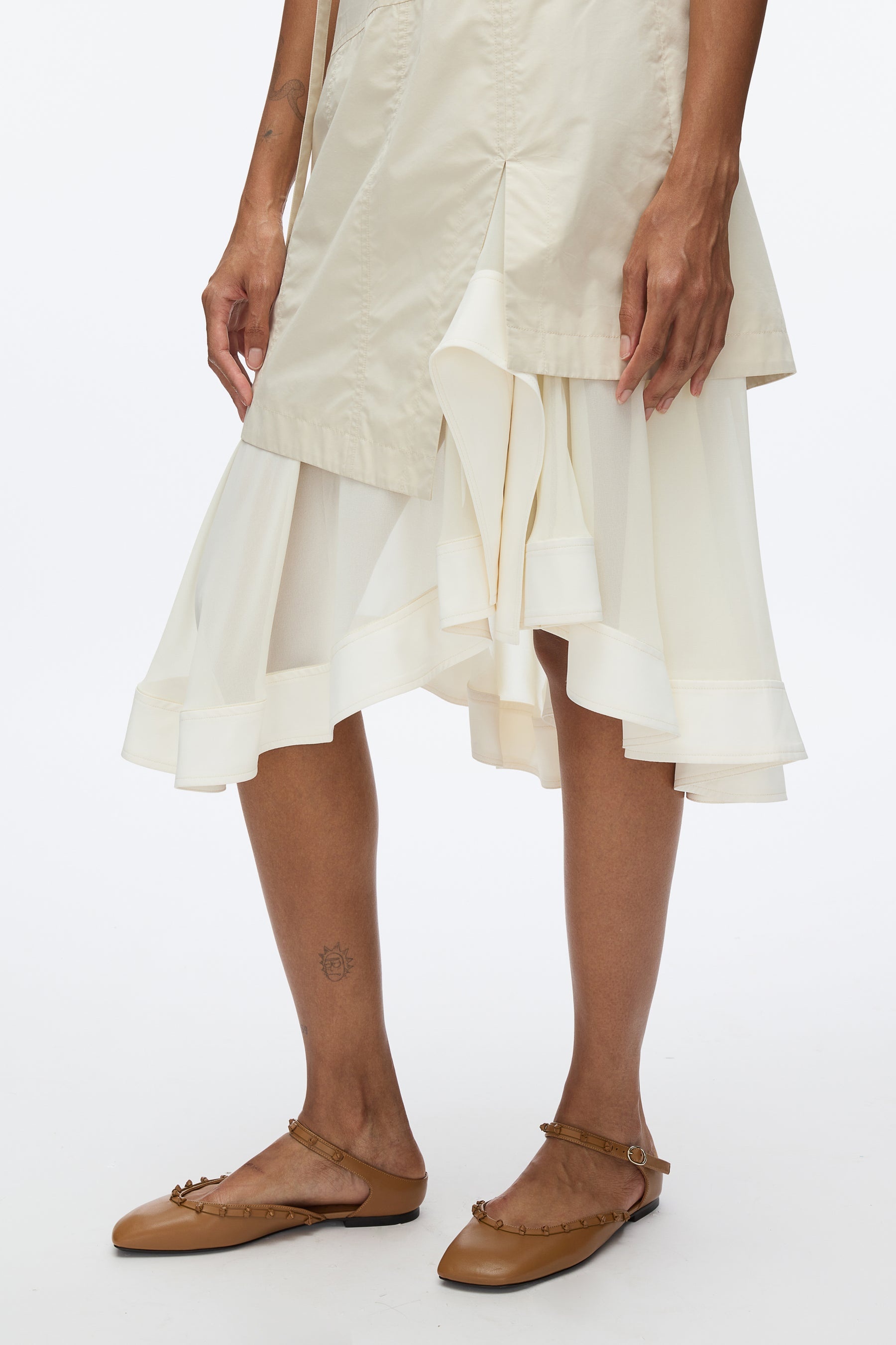 Cascade Hem Shirt Dress with Lace - 5