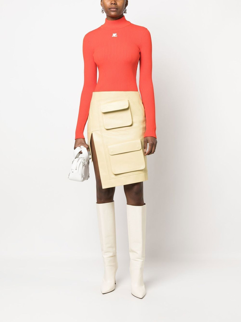 courrèges logo-patch roll neck jumper outlook