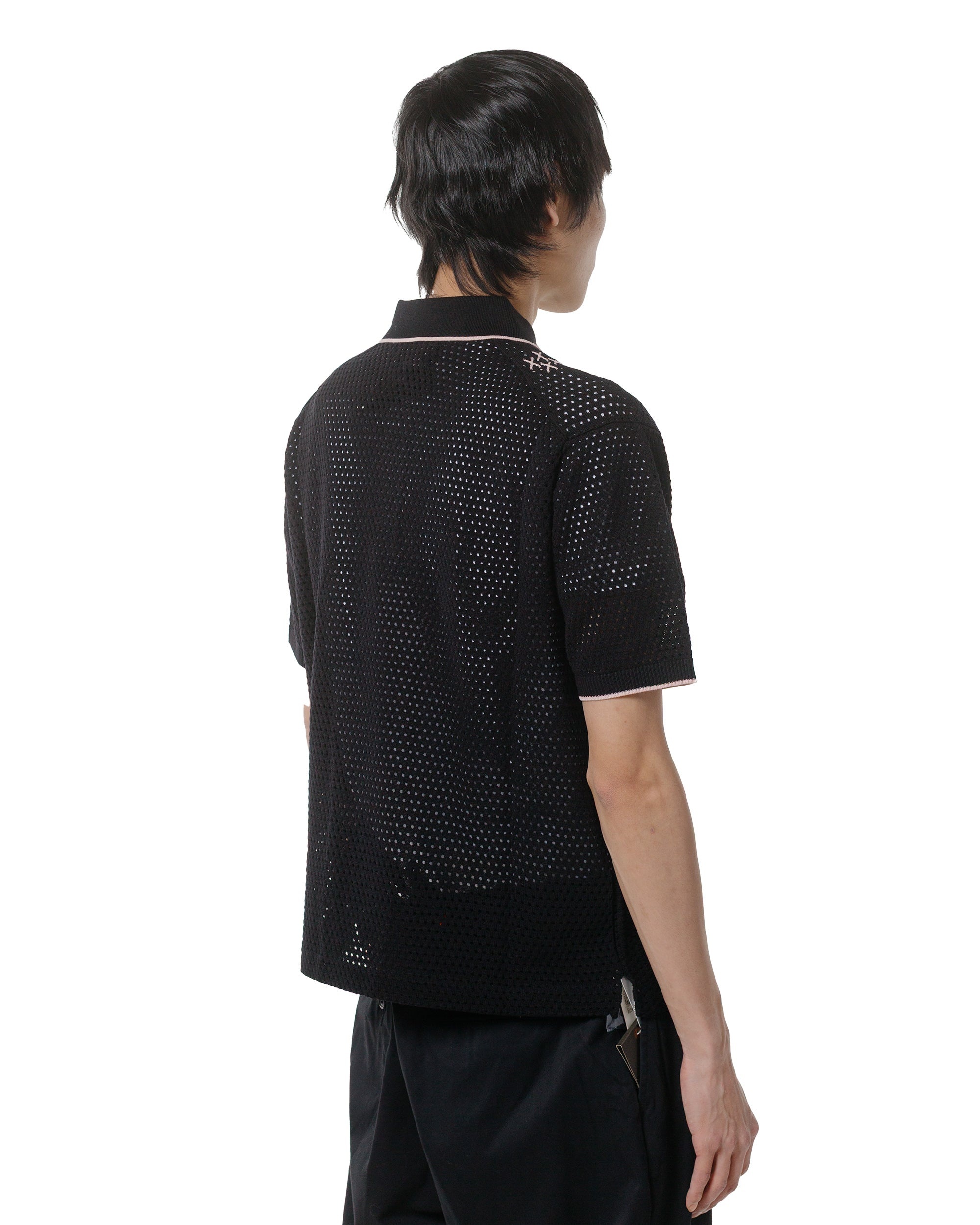 Knit Polo Mesh Stripe Black - 3