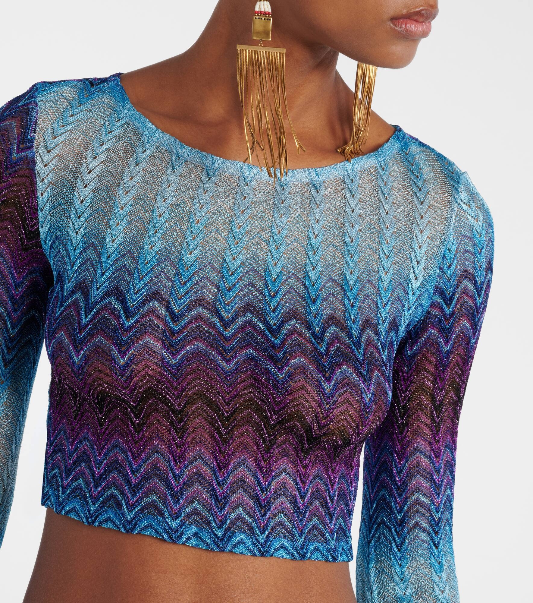 Zig Zag lamé cropped top - 4