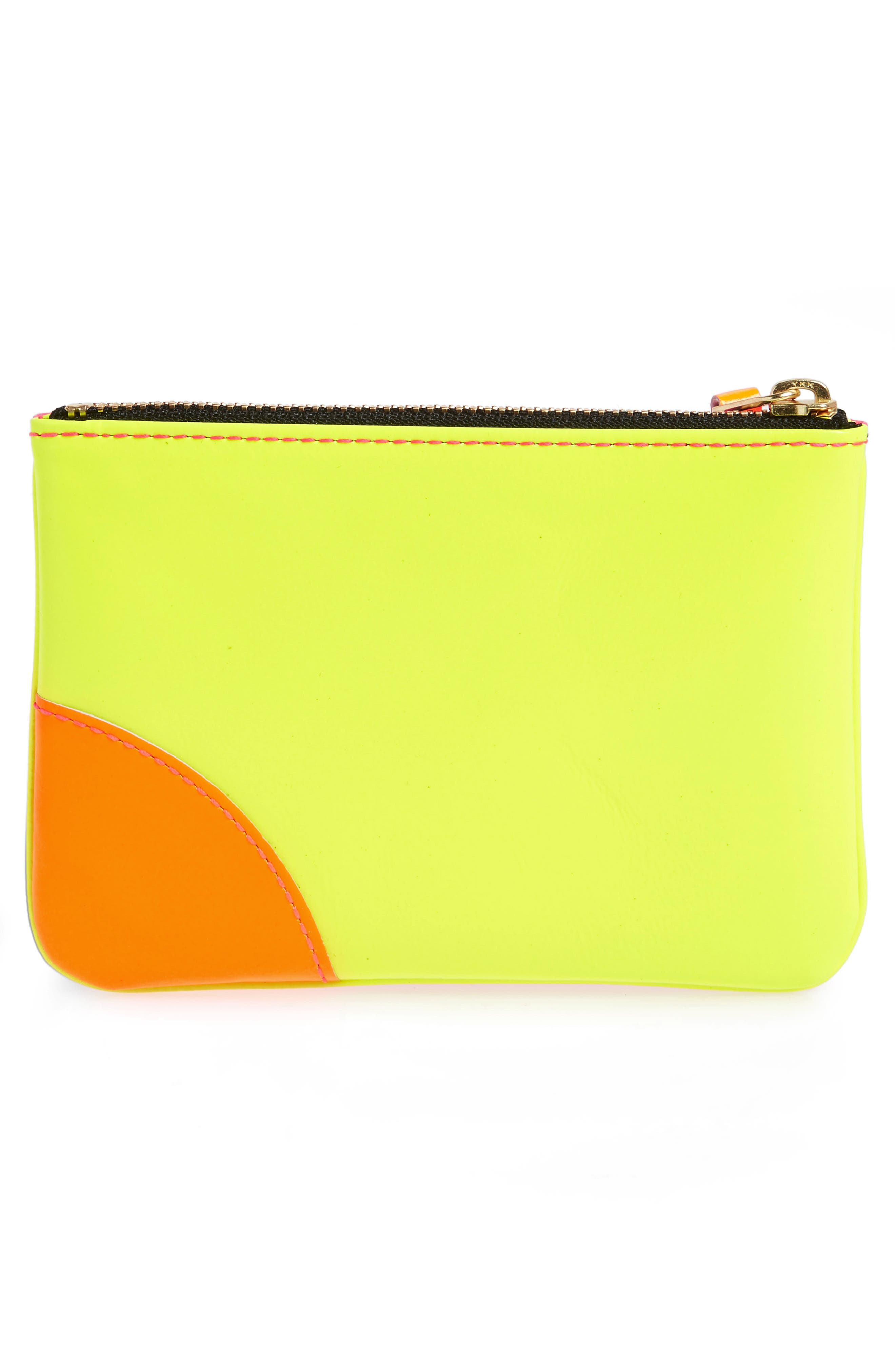 Comme des Garçons Super Fluo Leather Line Zip Pouch in Pink Yellow at Nordstrom - 3