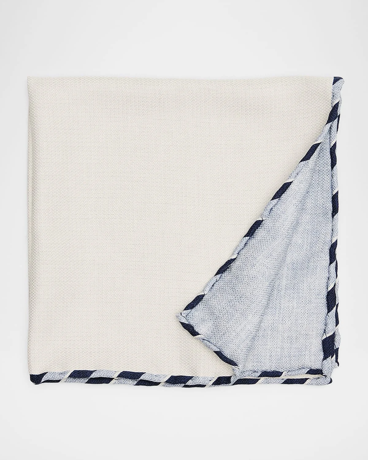 Men's Double-Face Stripe-Trim Silk Pocket Square - 1