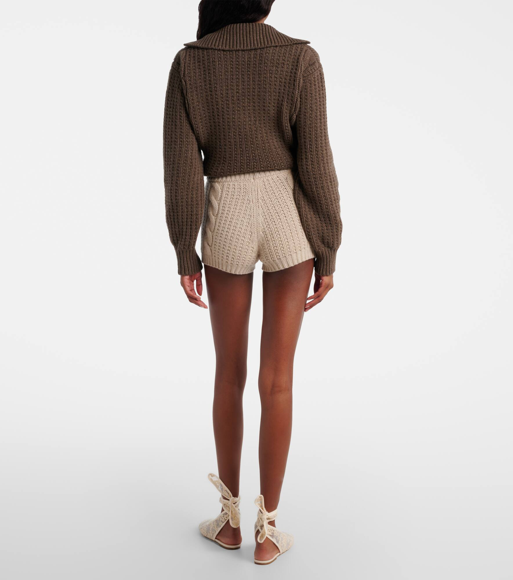 Cable-knit cashmere shorts - 3