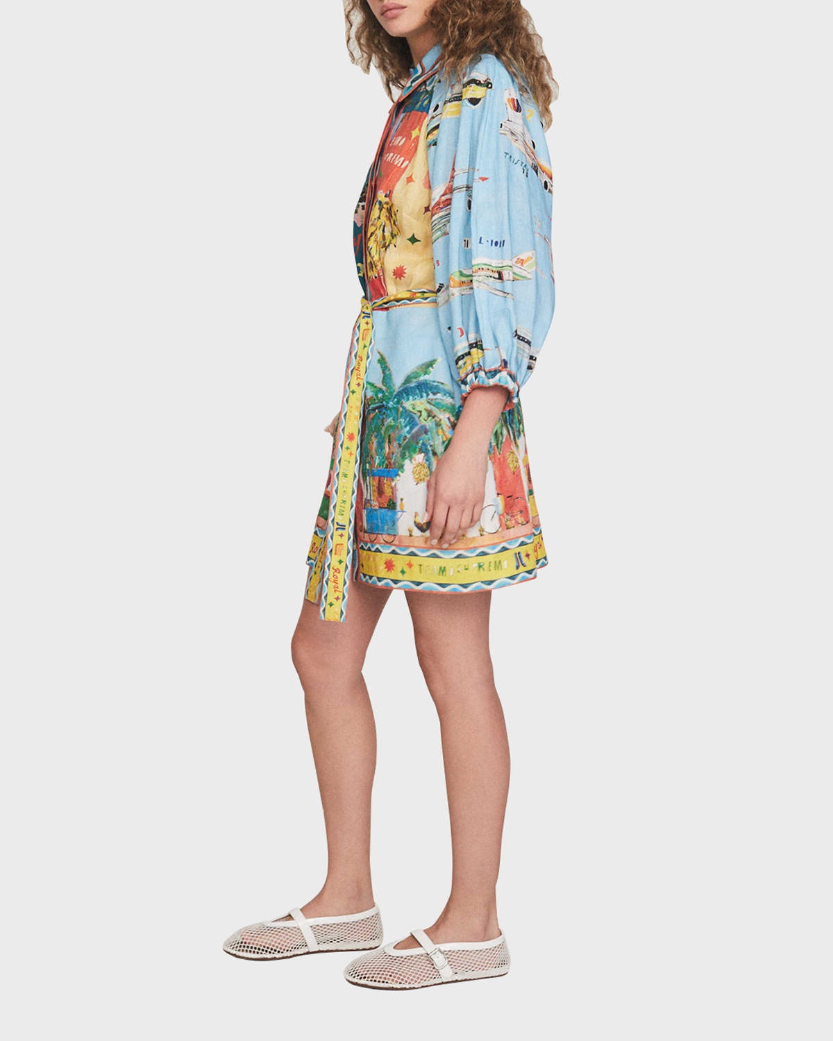 All Aboard Mixed-Print Belted Mini Shirtdress - 4