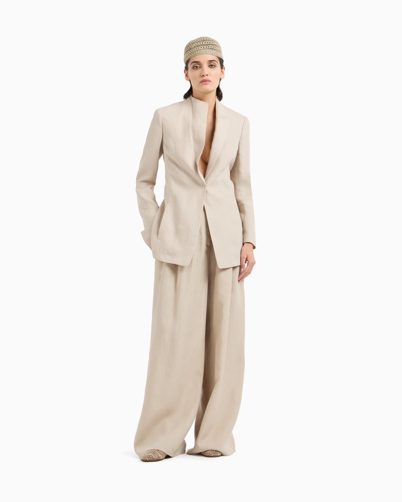LONG SINGLE-BREASTED LINEN JACKET - 2