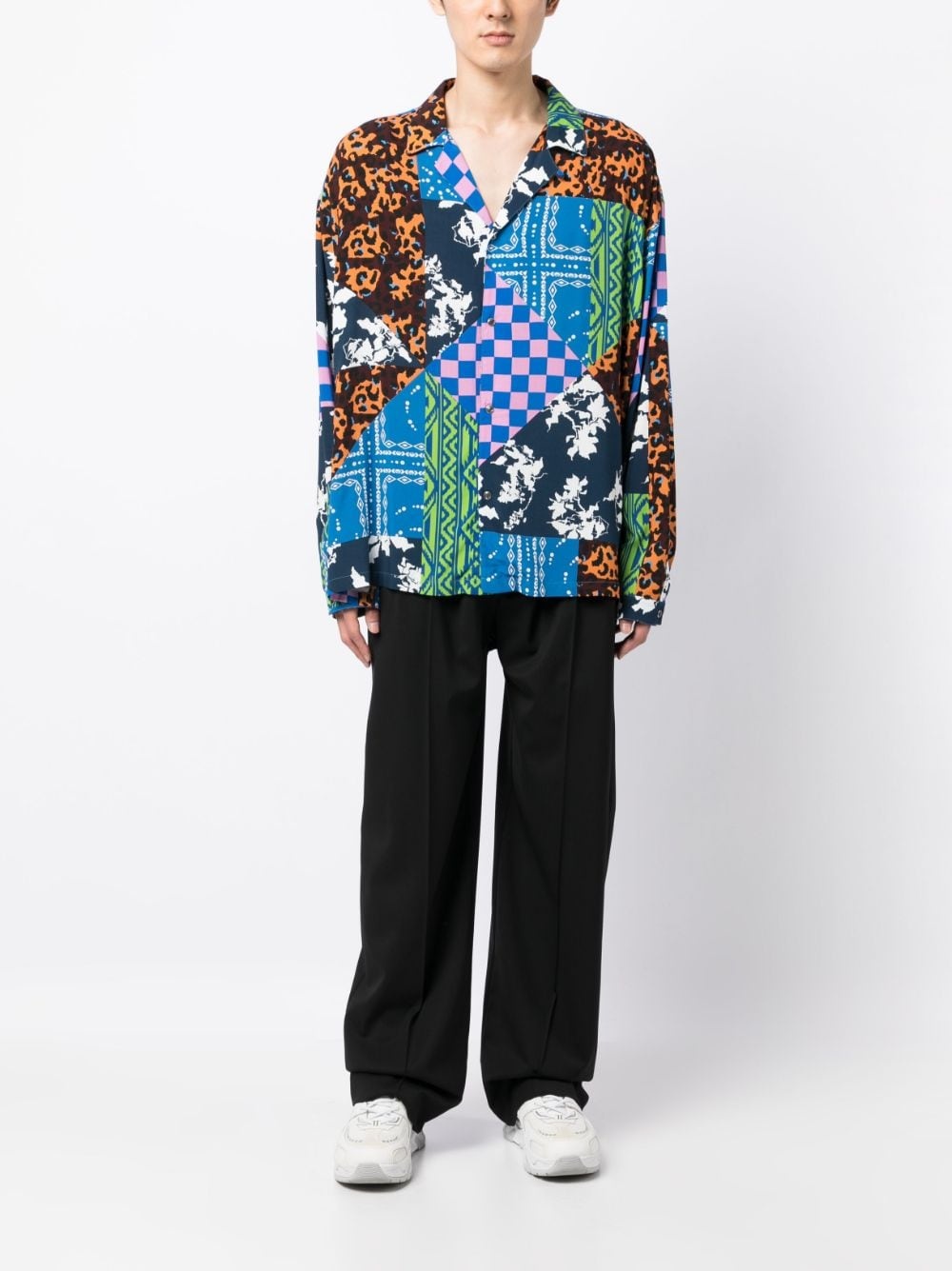 MIX-PRINT CAMP COLLAR SHIRT - 4