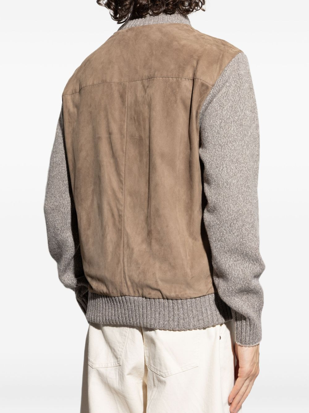 suede wool-paneled bomber jacket - 4