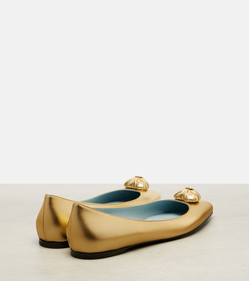 Valentino Cœur Royal metallic leather ballet flats outlook