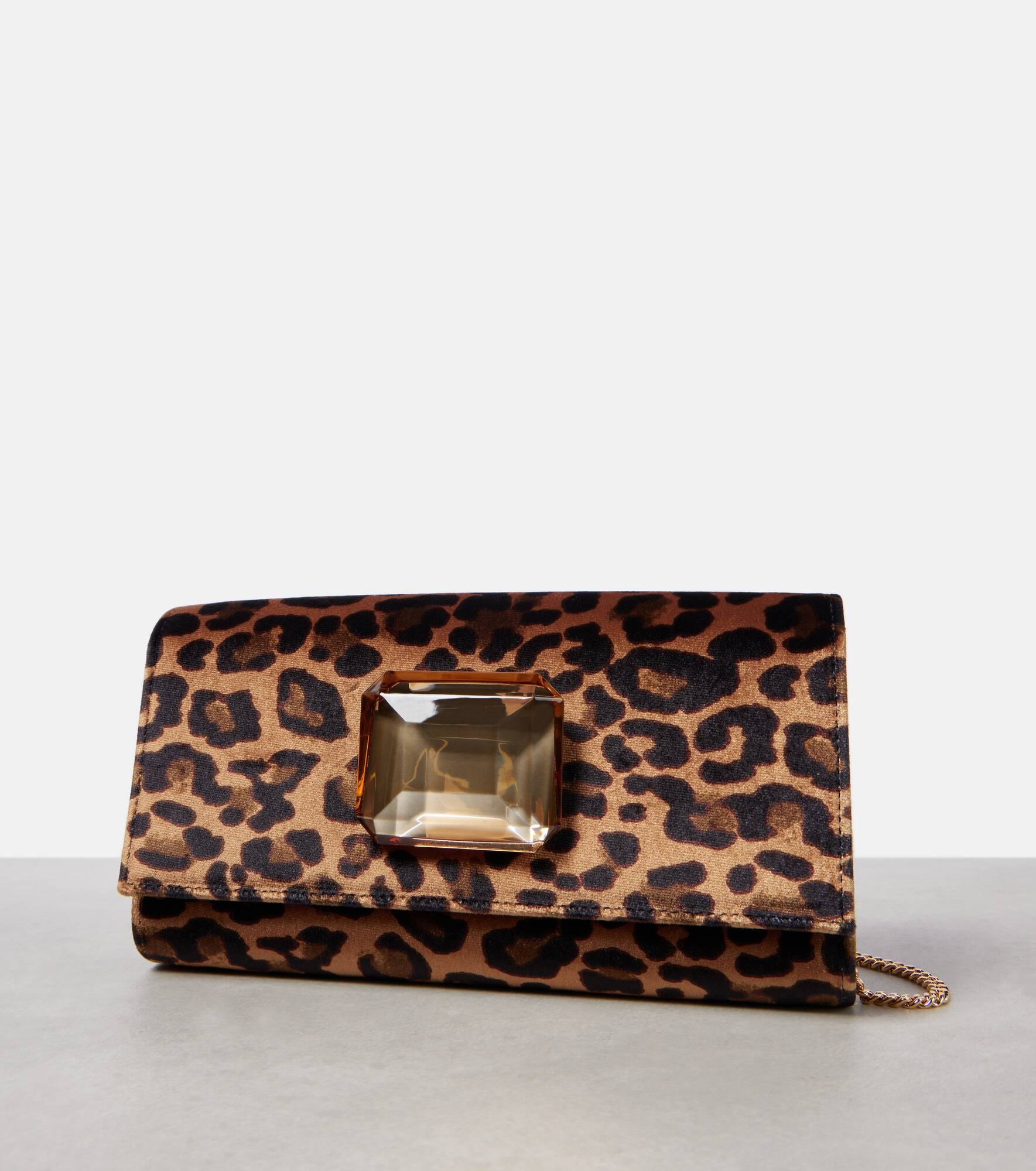 Jaipur Mini leopard-print velvet clutch - 6