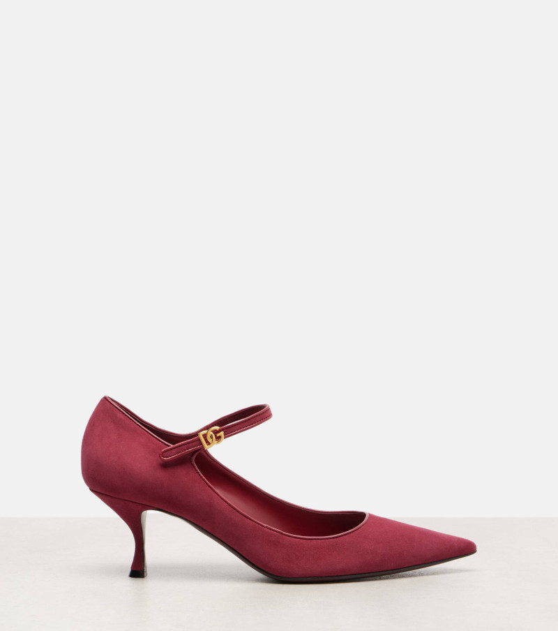 DG leather-trimmed suede Mary Jane pumps 4