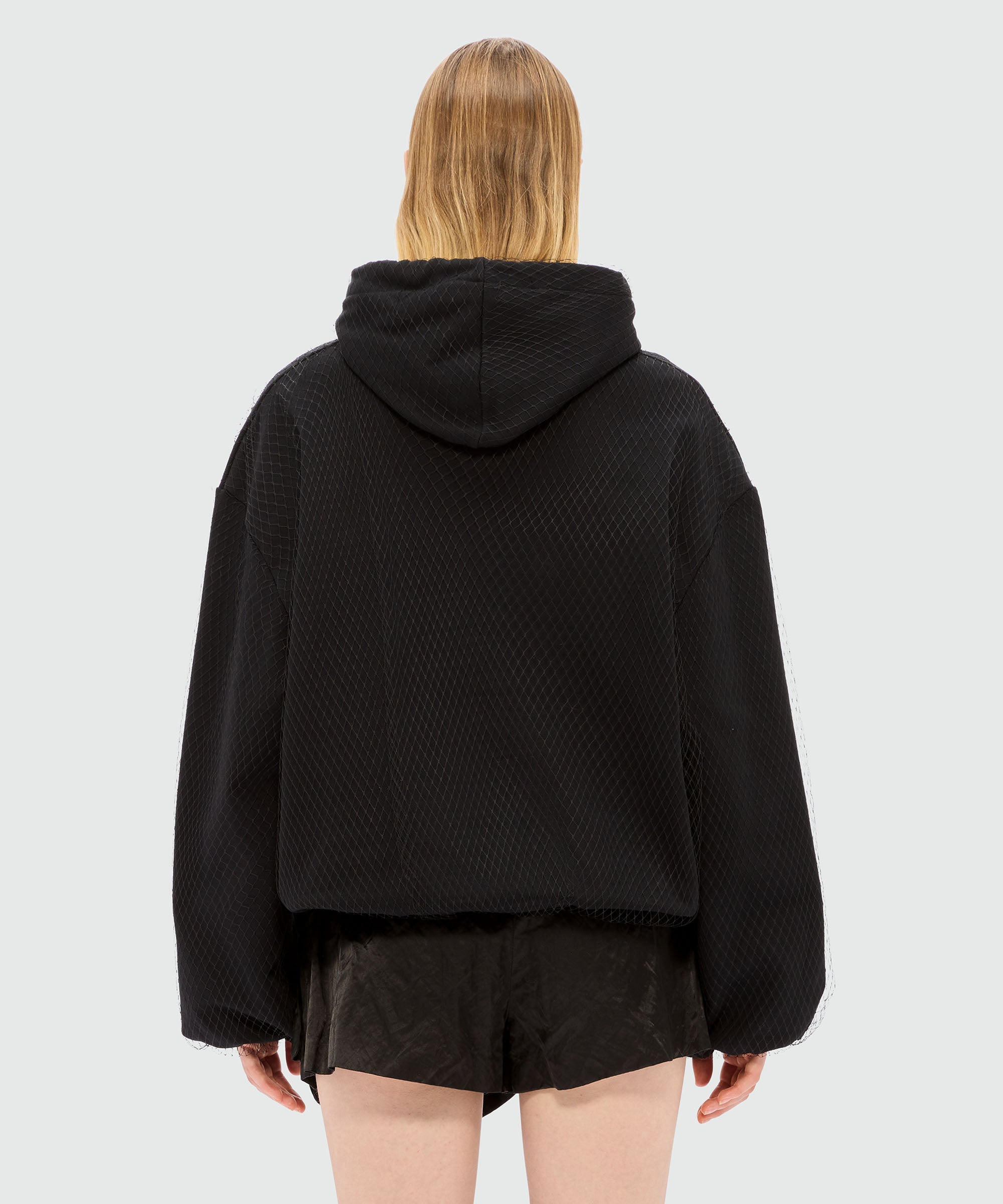 Black jersey sweatshirt with tulle and "Cute Kitty" print - 3