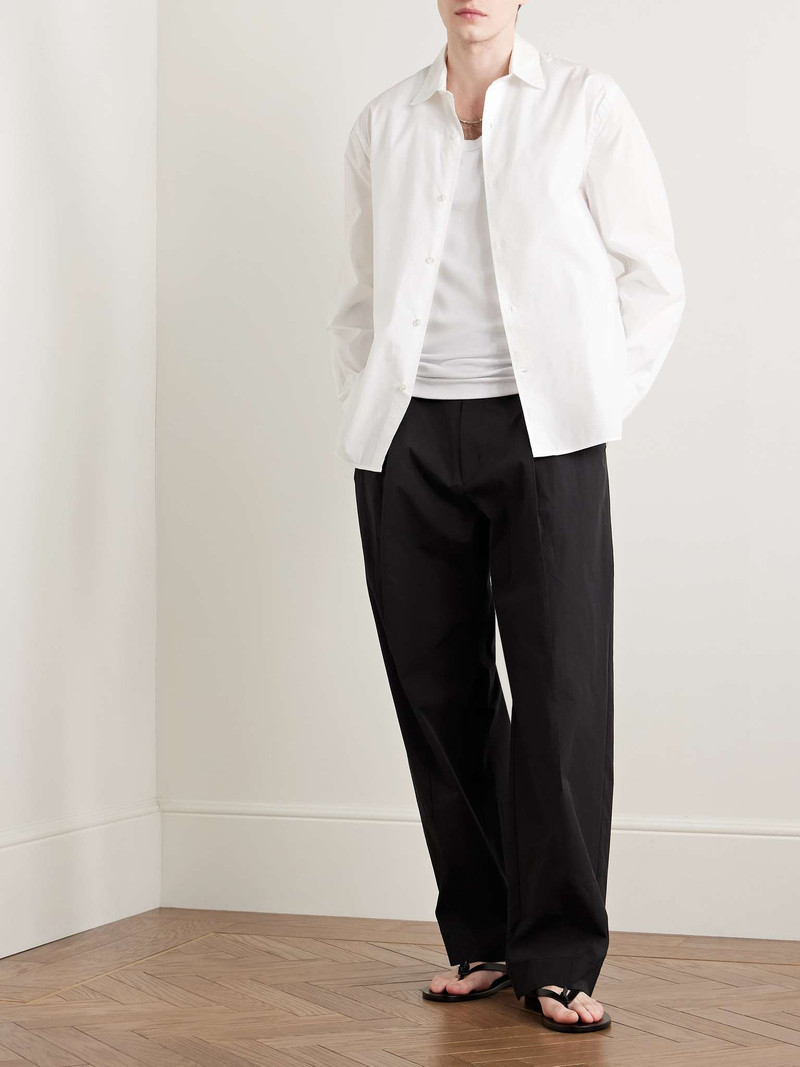 AMOMENTO Straight-Leg Belted Pleated Poplin Trousers outlook