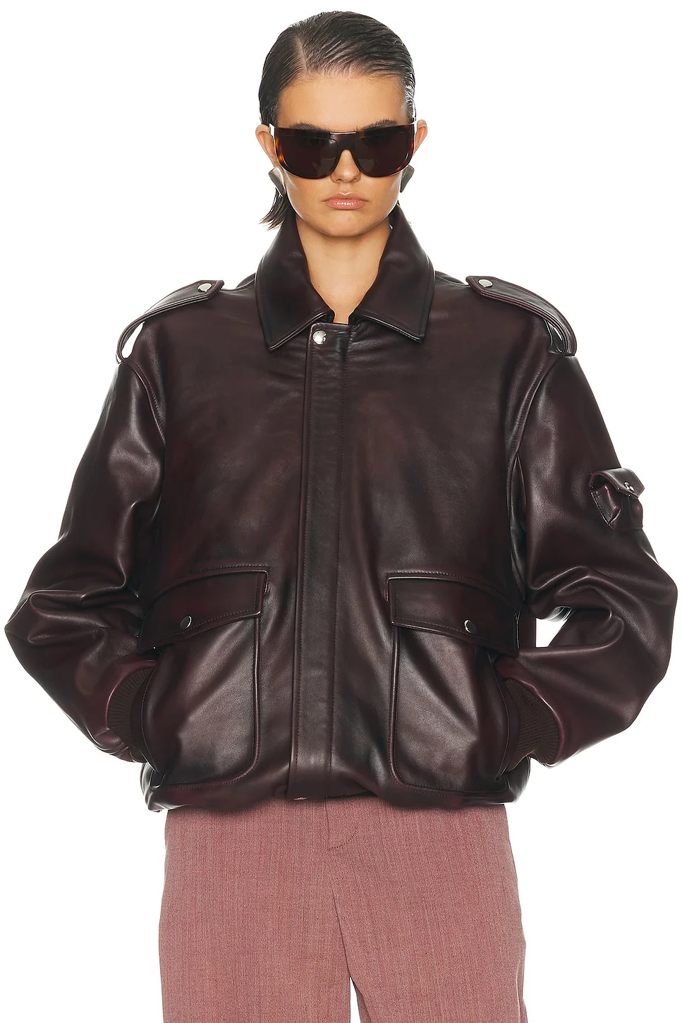 Oversized Leather Jacket - 1