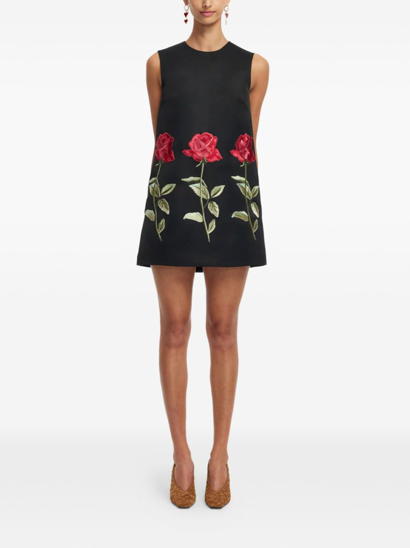 LEO LIN Yvonne rose-embroidered sleeveless mini dress outlook