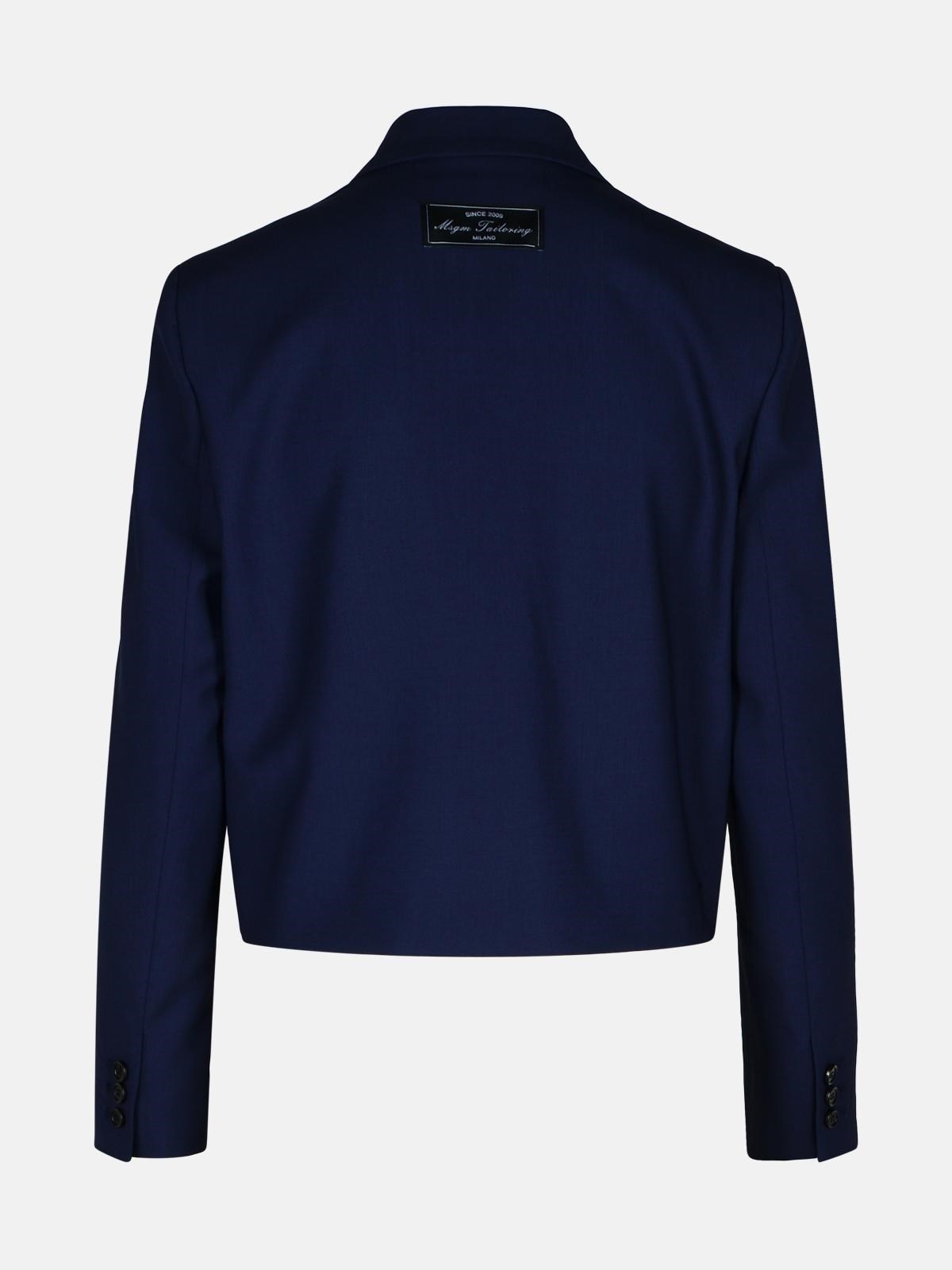 NAVY VIRGIN WOOL CROP BLAZER - 3