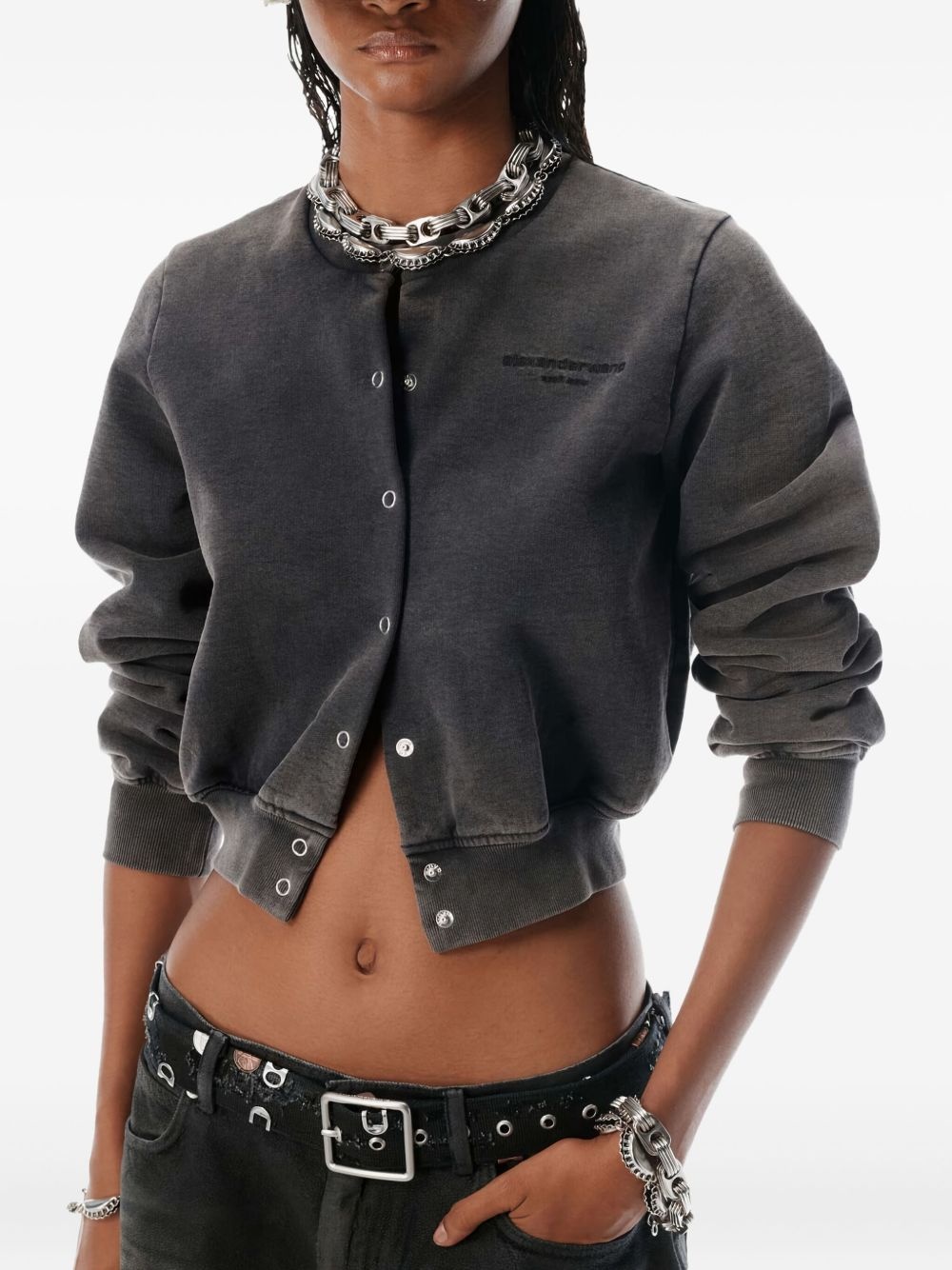 snap-buttons crew-neck sweatshirt - 2