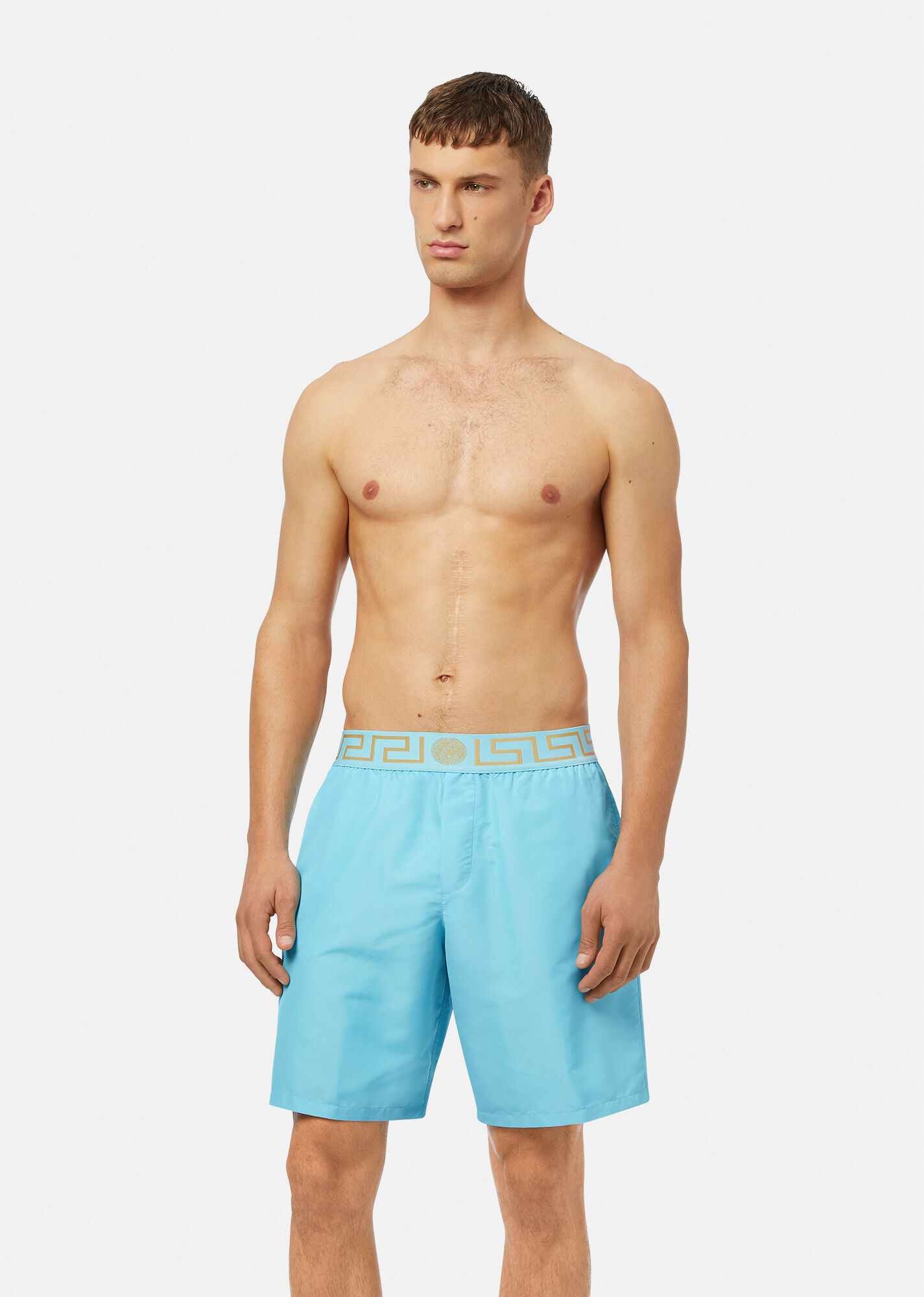 Mid-length Greca Border Swim Shorts - 2