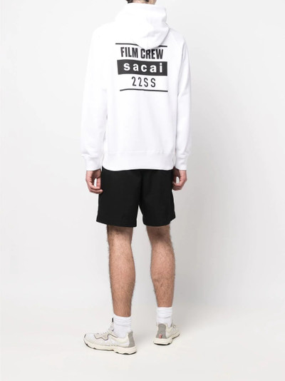 sacai slogan-print cotton hoodie outlook