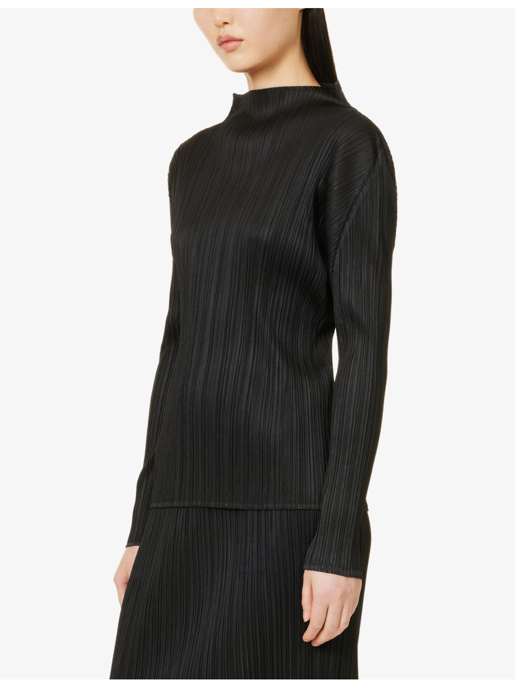 Pleated high-neck knitted top - 3