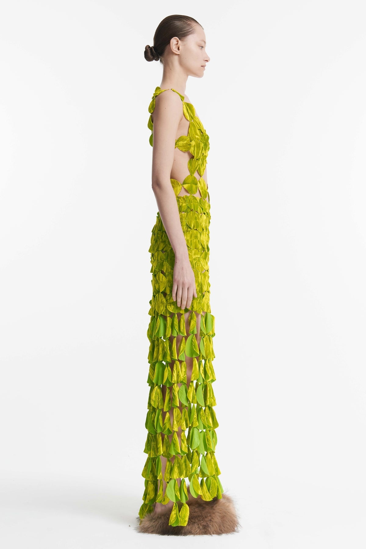 MULTI CIRCLE ASYMMETRIC DOUBLE LAYERED DRESS CITRON - EXCLUSIVE - 3