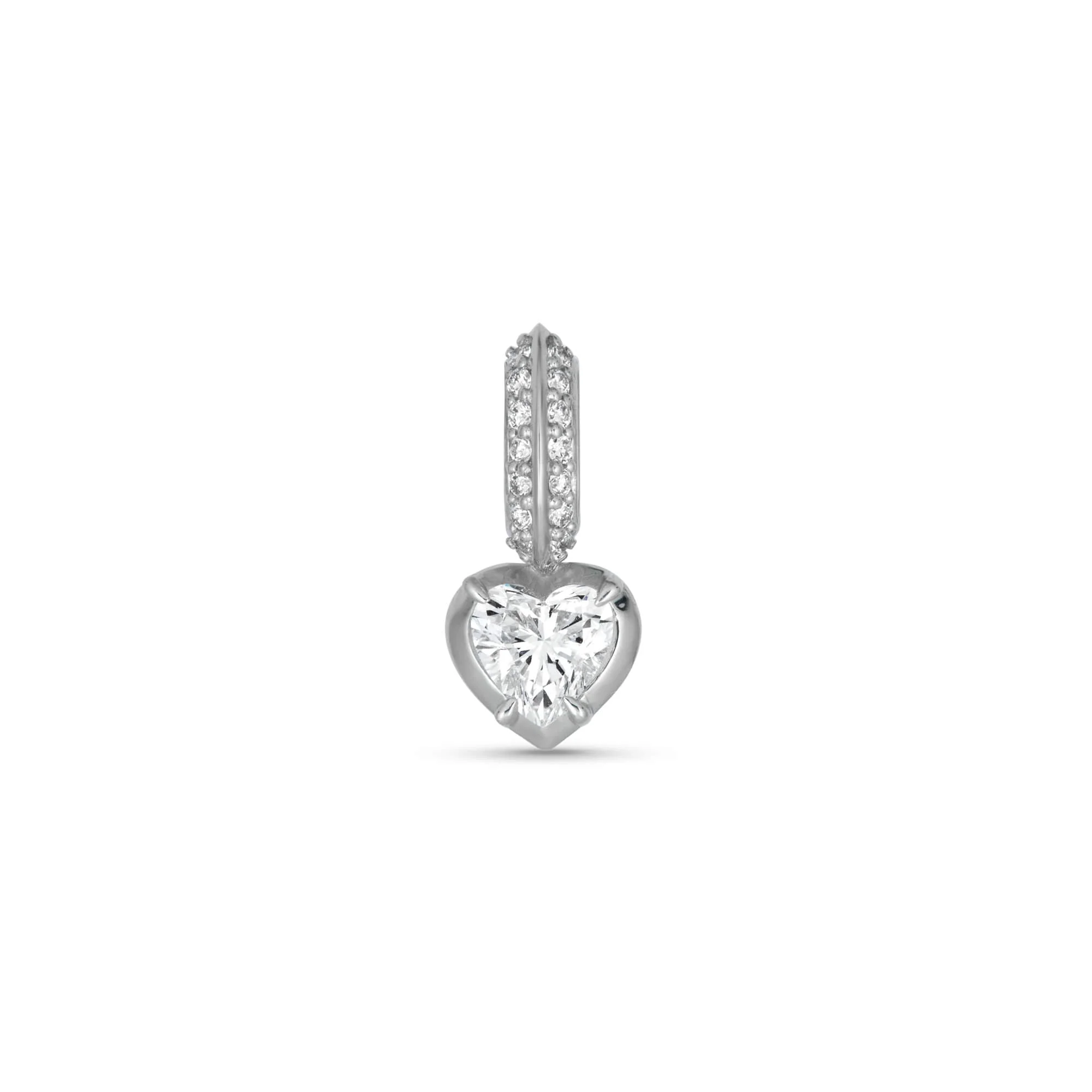 Cluny LAB-Created Heart Diamond Silver Charm - 1