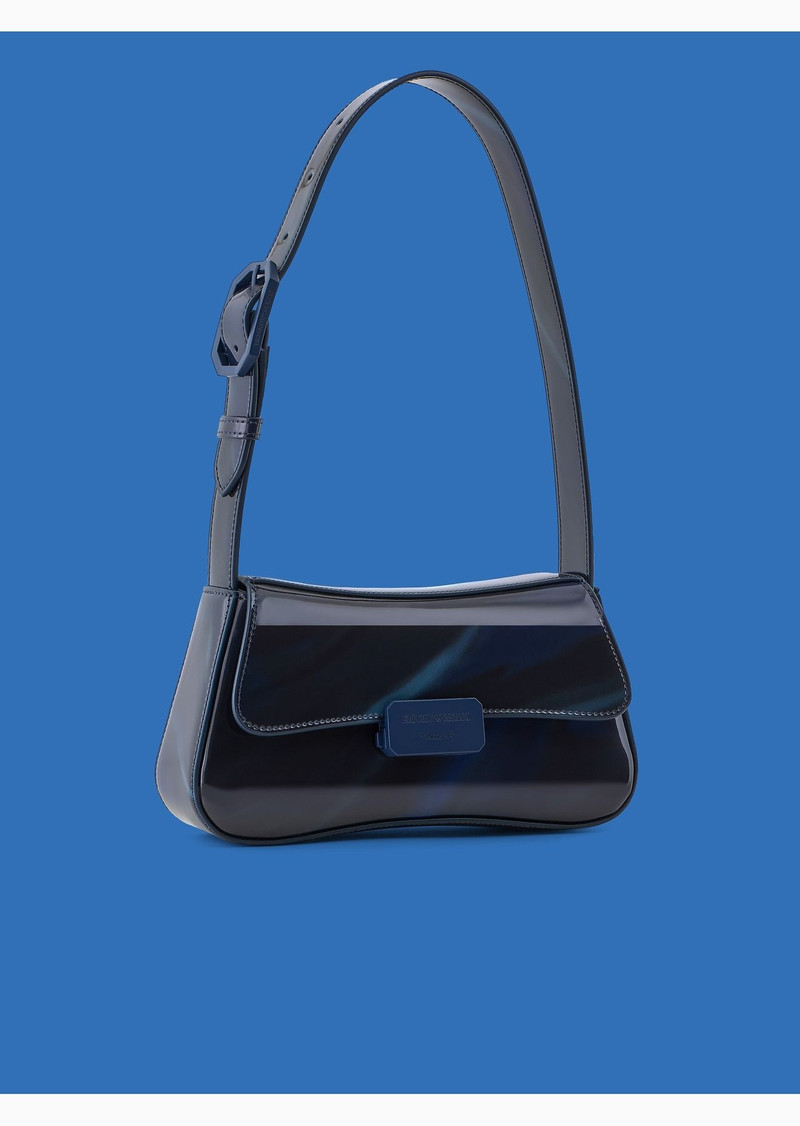 EMPORIO ARMANI ASV Black Blue capsule collection shiny cosmos-print baguette shoulder bag outlook