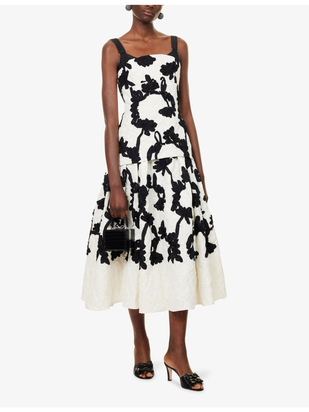 Jacquard Floral Woven Midi Dress - 2