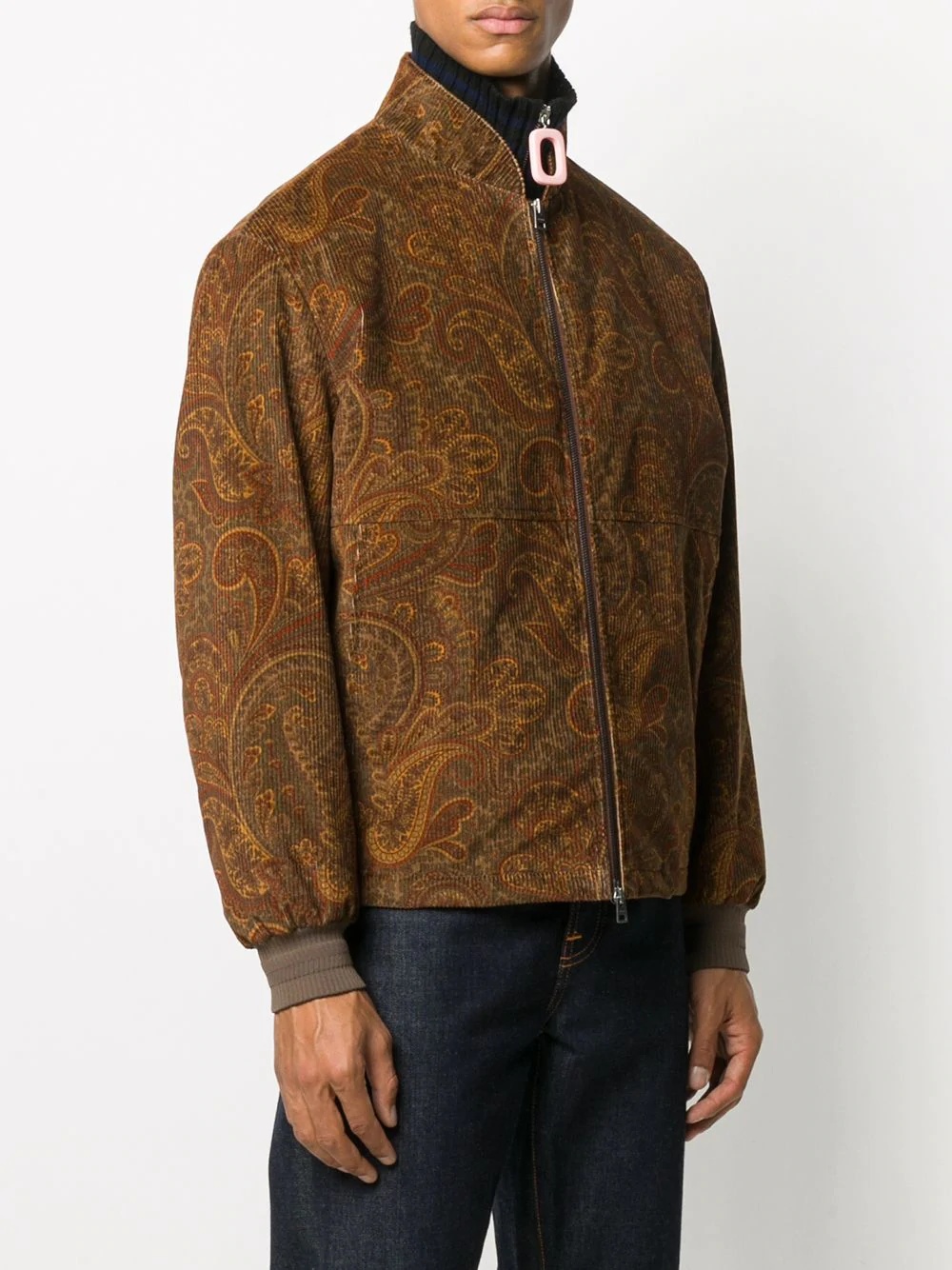 paisley print zip-up jacket - 3