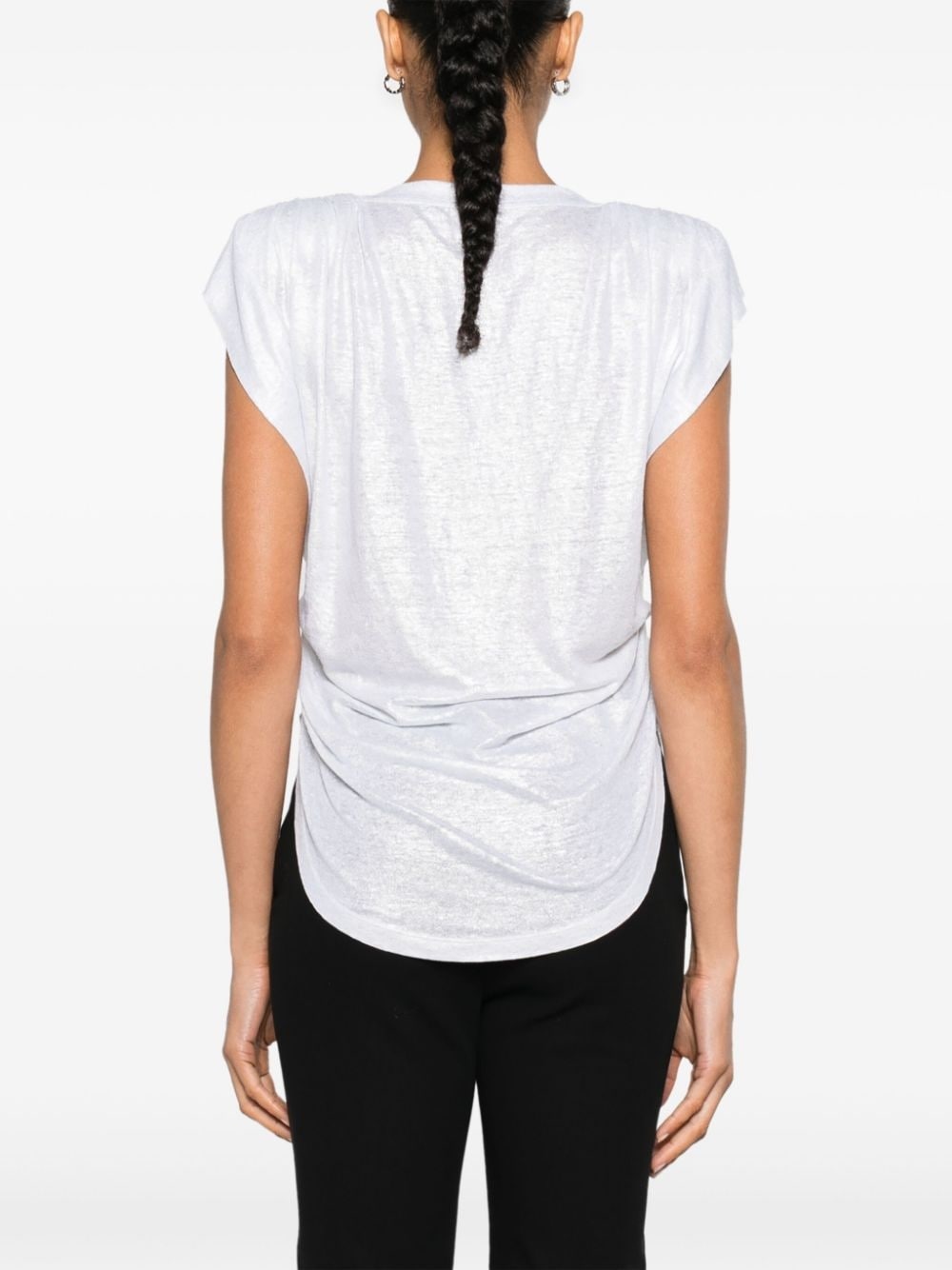 ruched V-neck T-shirt - 4