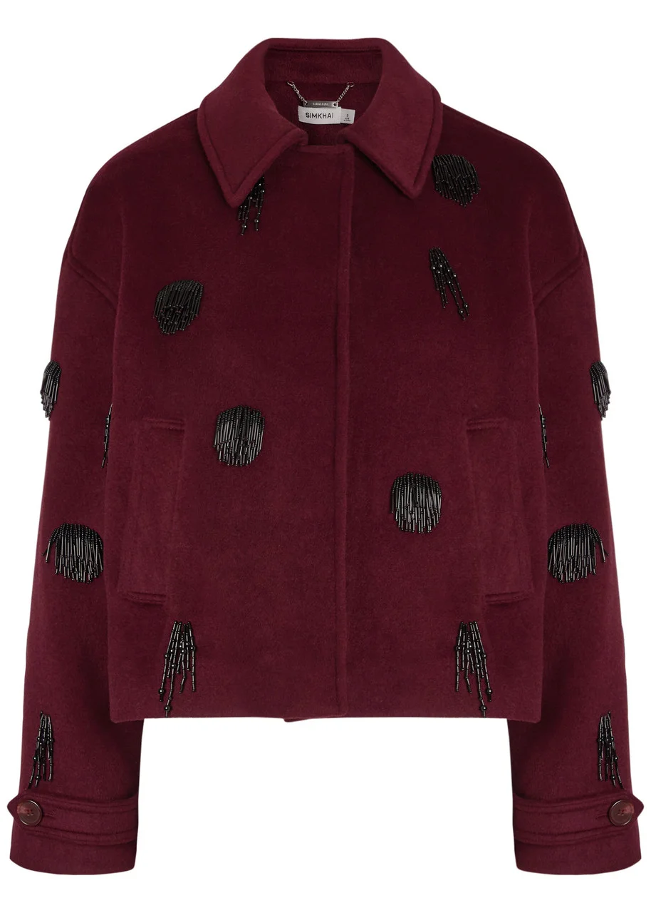 Simkhai Katya Bead-embellished Wool-blend Jacket - 1