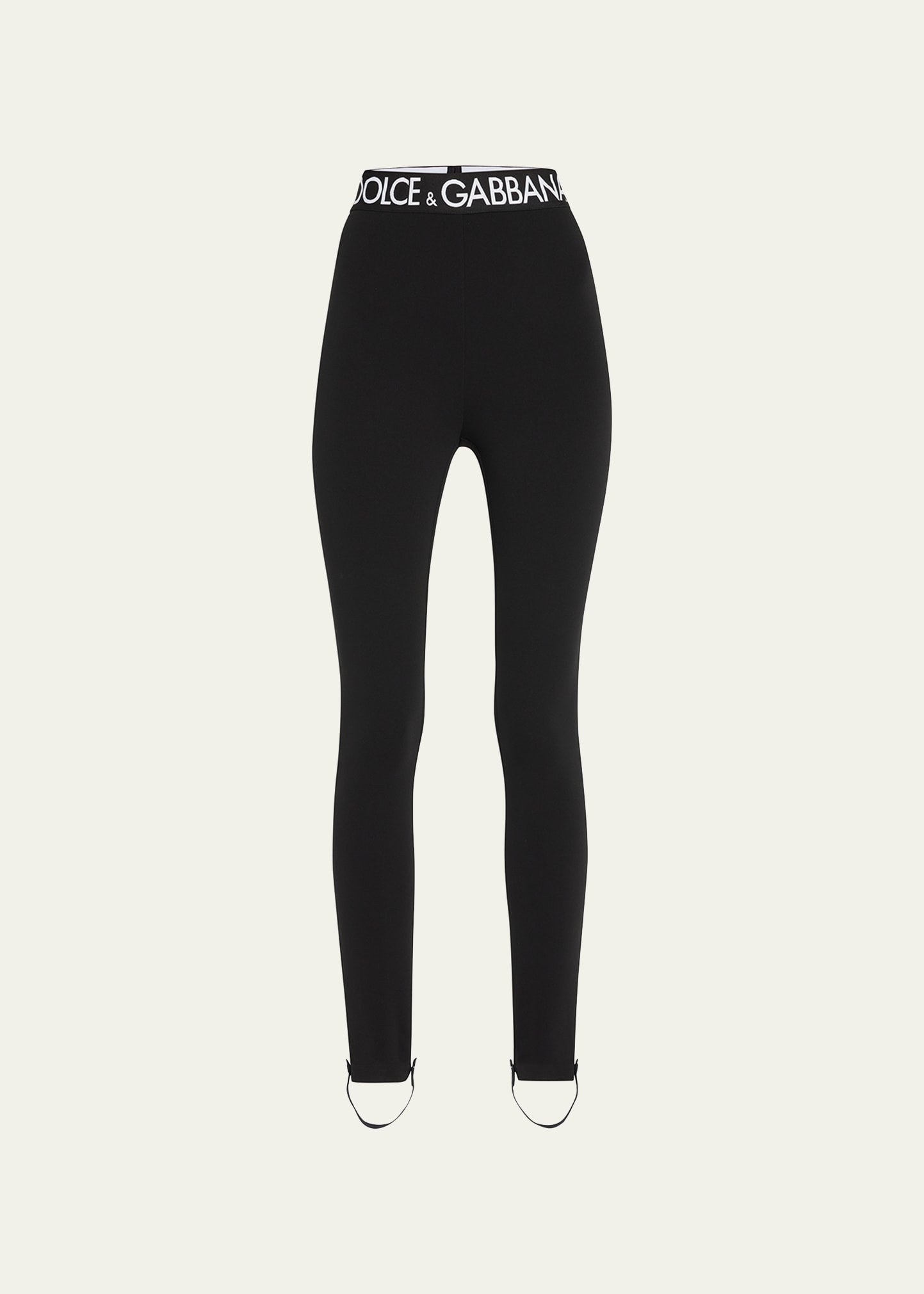 Branded Elastic High-Waist Leggings w/ Detachable Stirrups - 1