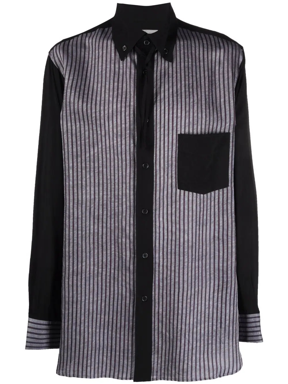 pinstripe print panel shirt - 1