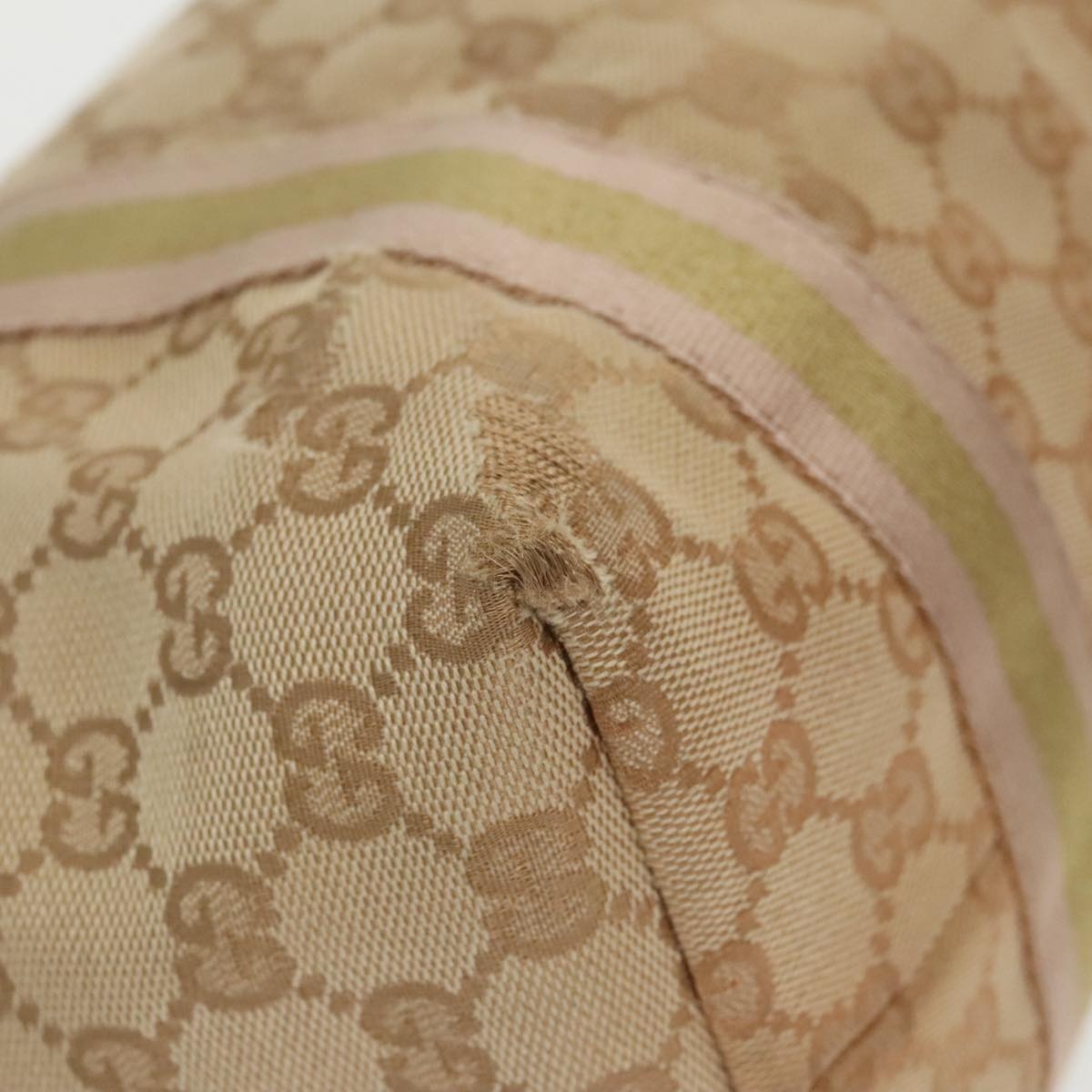 GUCCI GG Canvas Sherry Line Tote Bag Beige Gold Pink - 15
