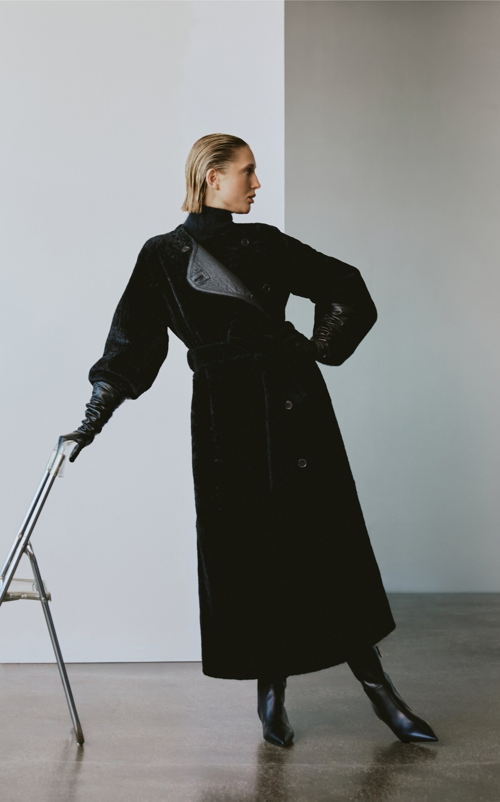 Sandria Reversible Shearling Coat black - 2