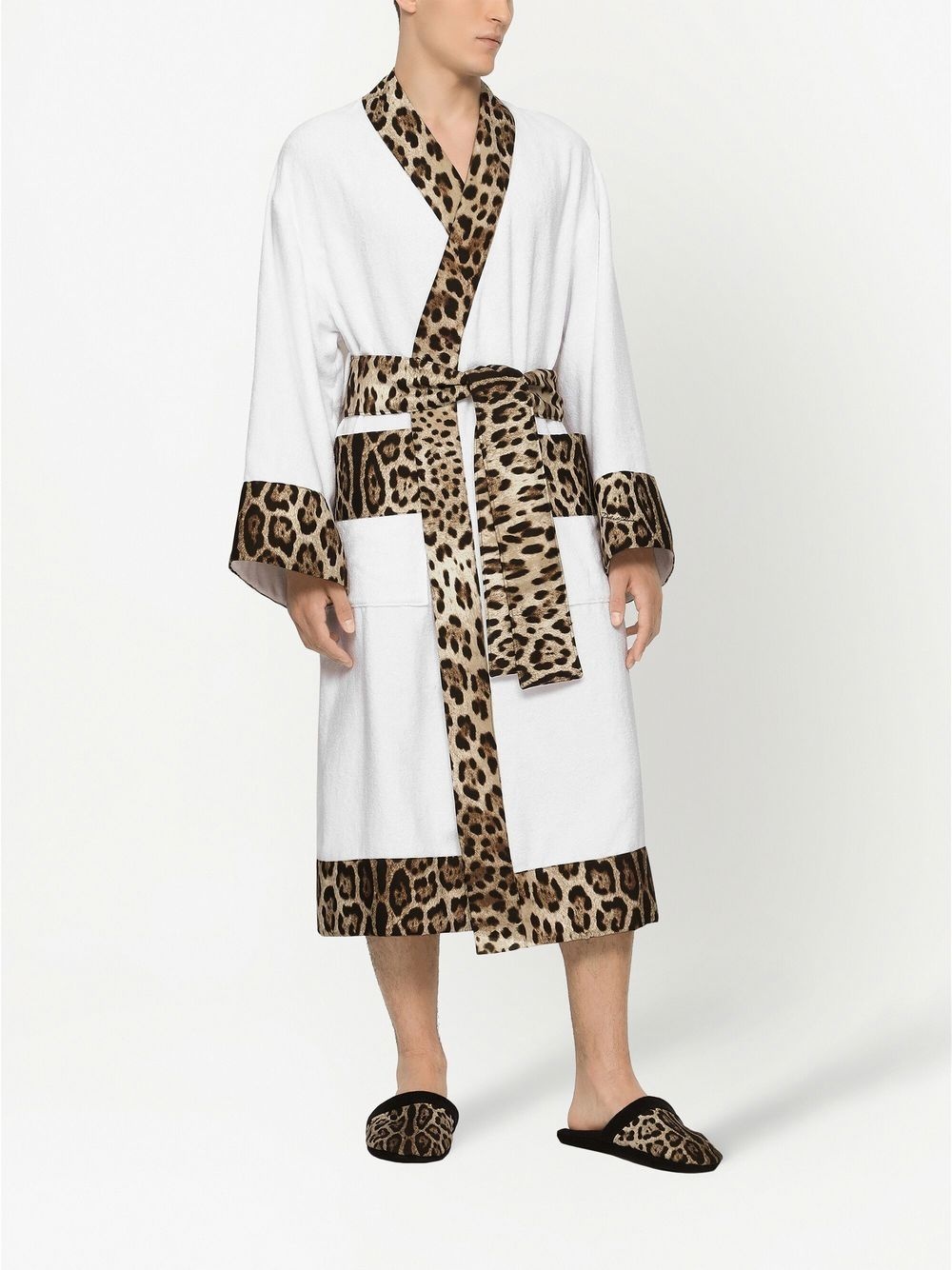 leopard-print cotton bathrobe - 3