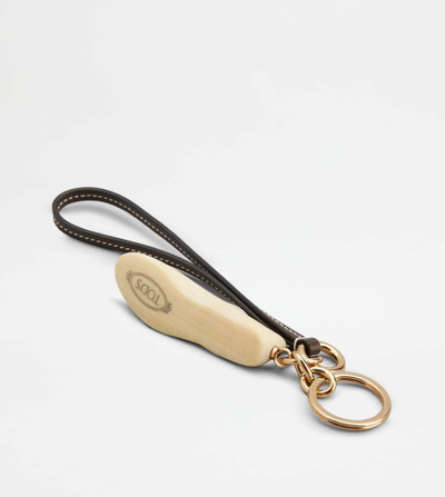 Tod's SHOE-SHAPED PENDANT IN LEATHER - BROWN, OFF WHITE outlook