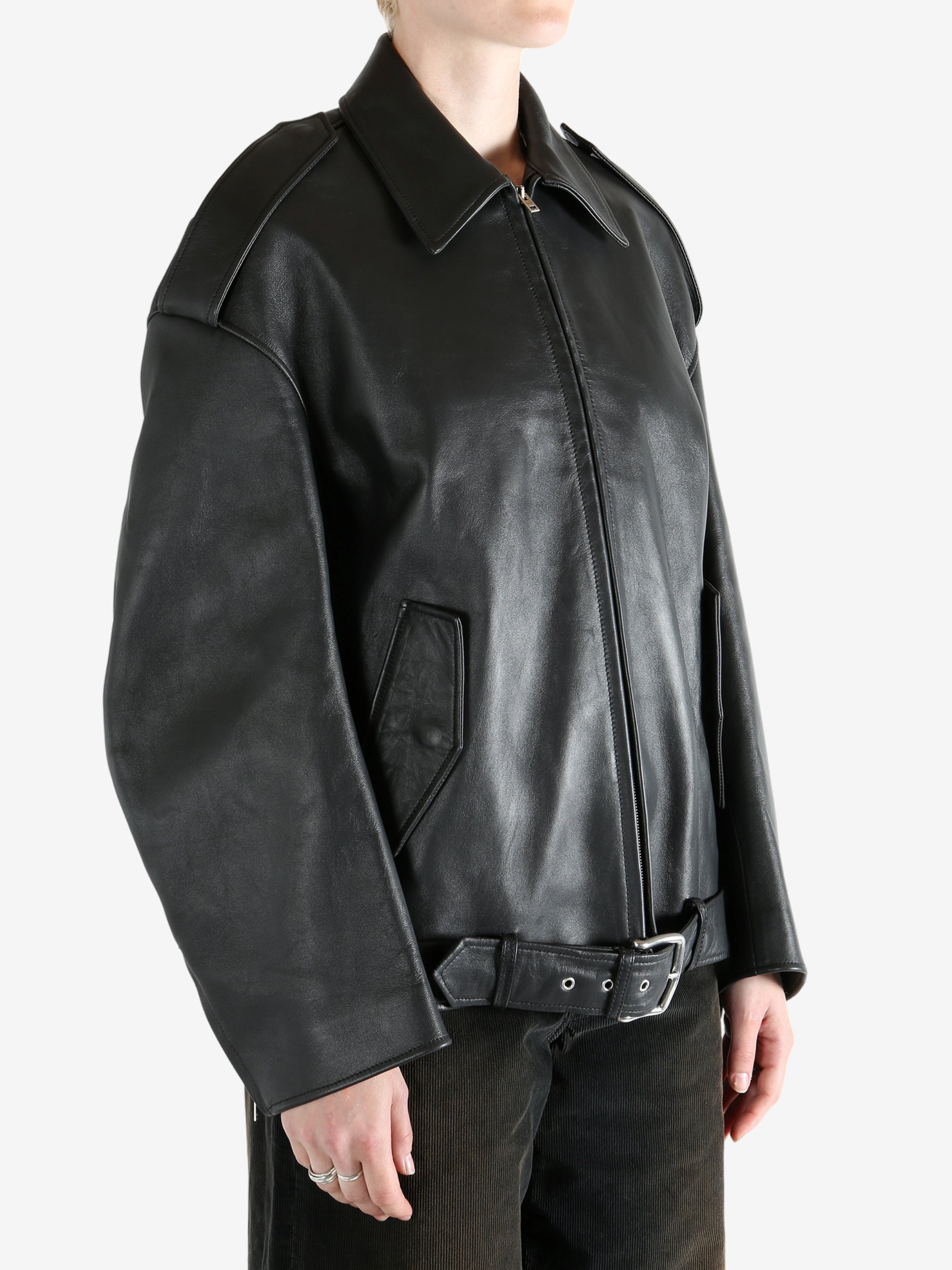 ACNE STUDIOS - Women Oversize Leather Jacket - 2