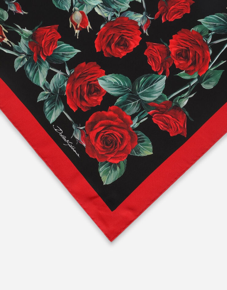 Rose-print twill scarf (70 x 70) - 2