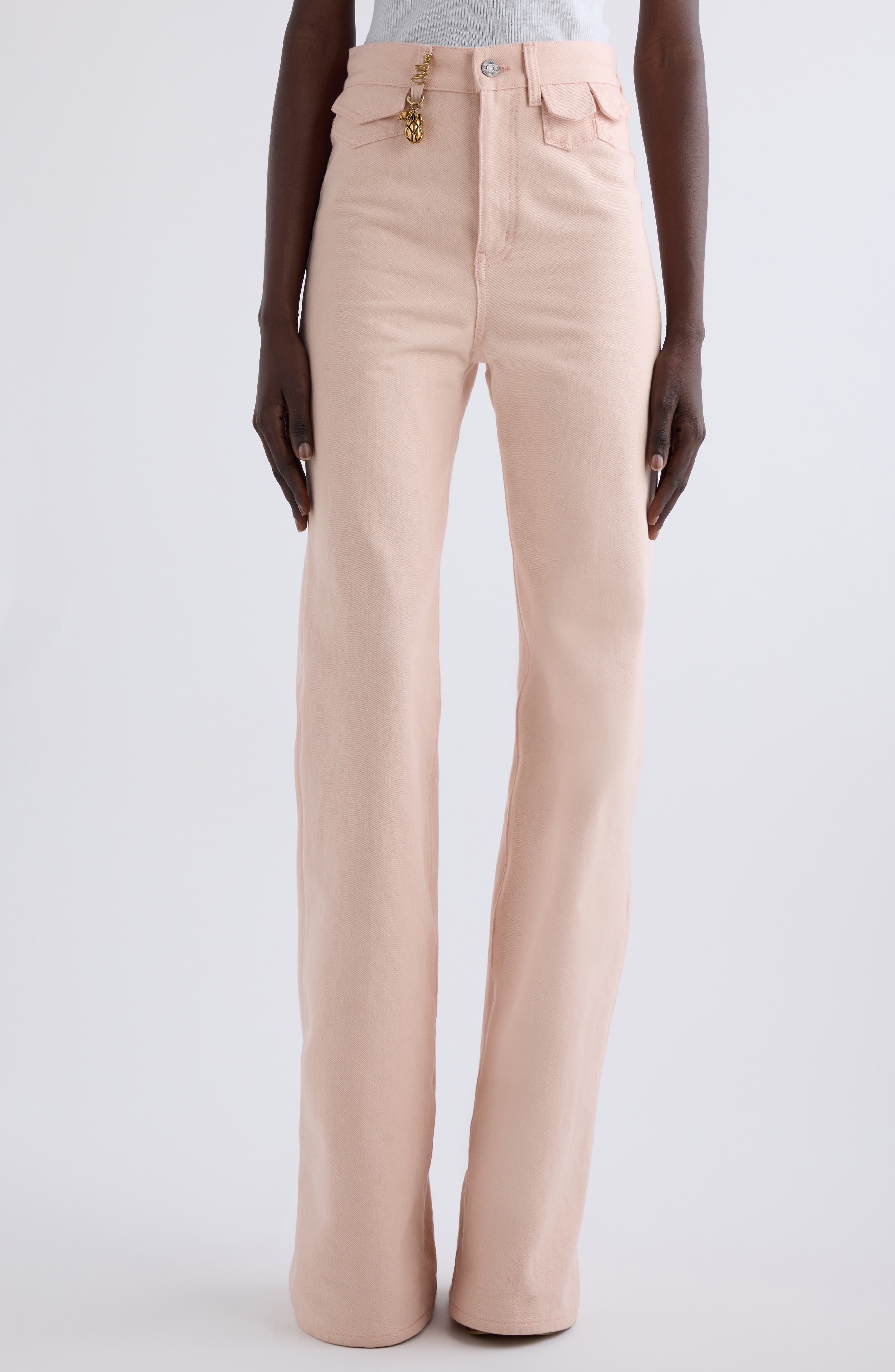 Chloé Pineapple Charm High Waist Twill Pants in Airy Pink at Nordstrom - 1