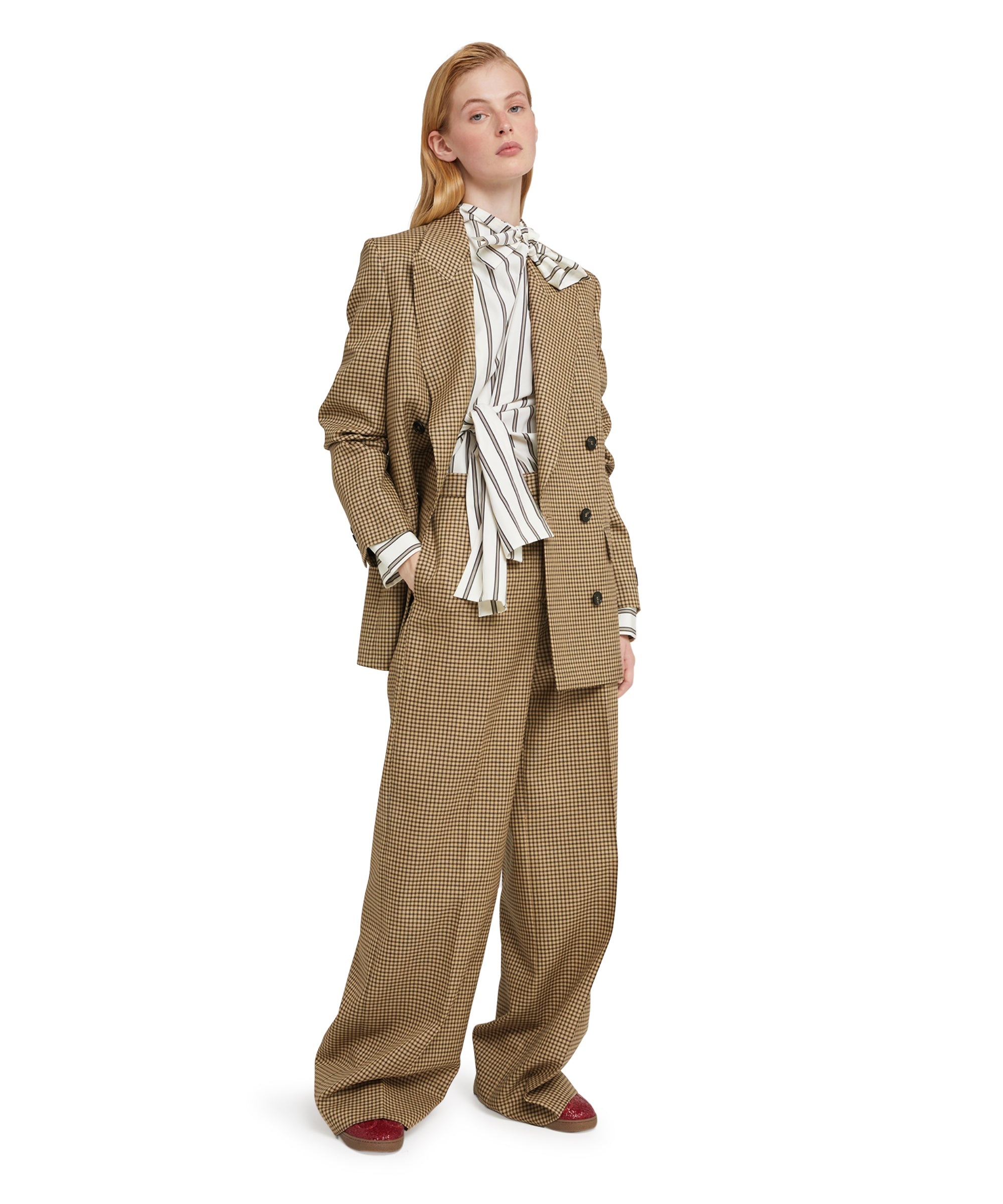 Wool trousers with  "Microcheck Wool" motif - 5