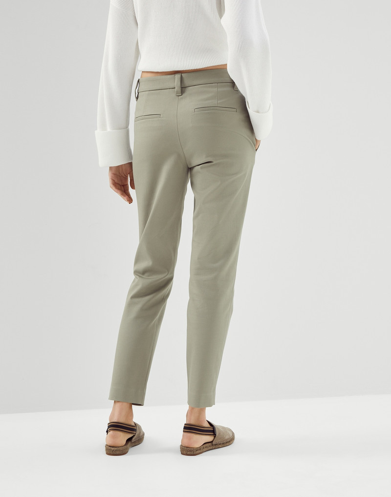 Brunello Cucinelli Stretch cotton cover slim fit trousers outlook
