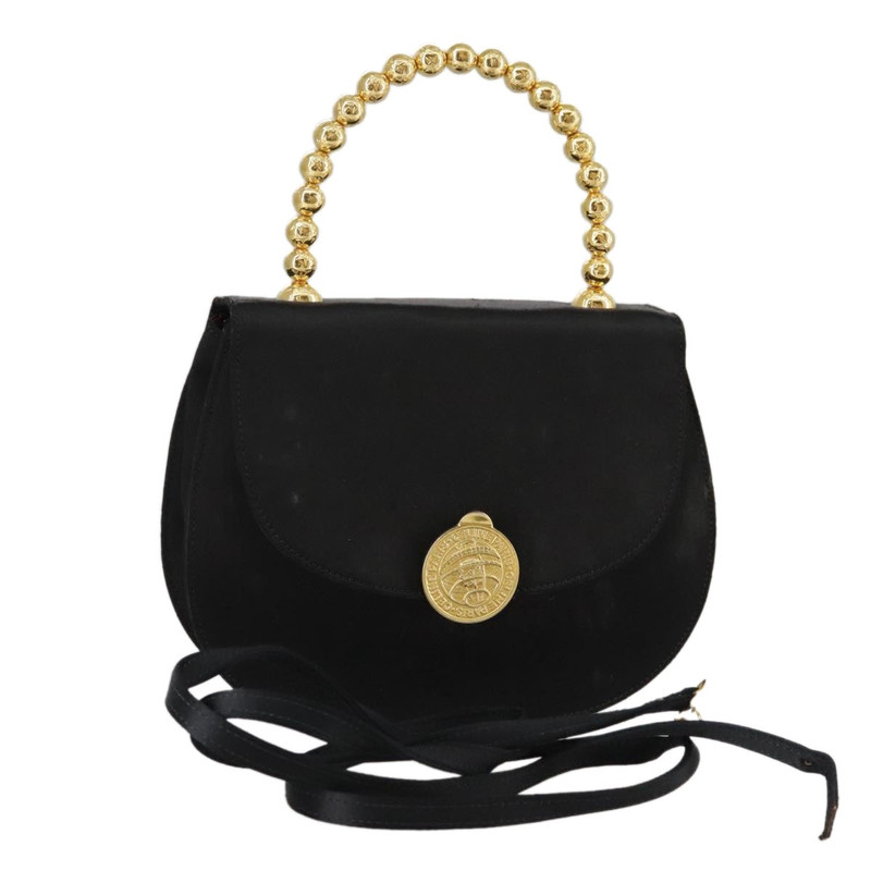 CELINE Hand Bag Nylon Gold Black - 1
