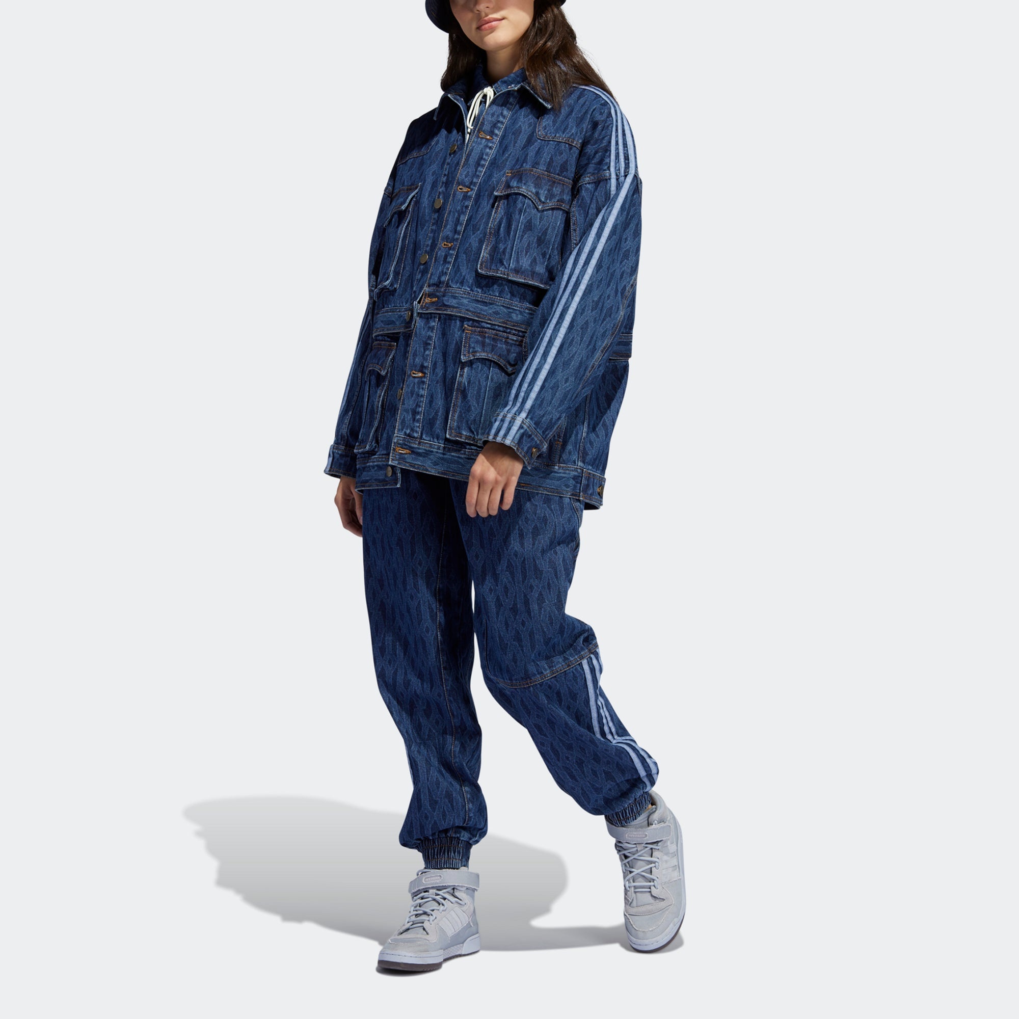 adidas originals x IVY PARK Crossover Cotton Loose Detachable Denim Jacket Blue H61700 - 4