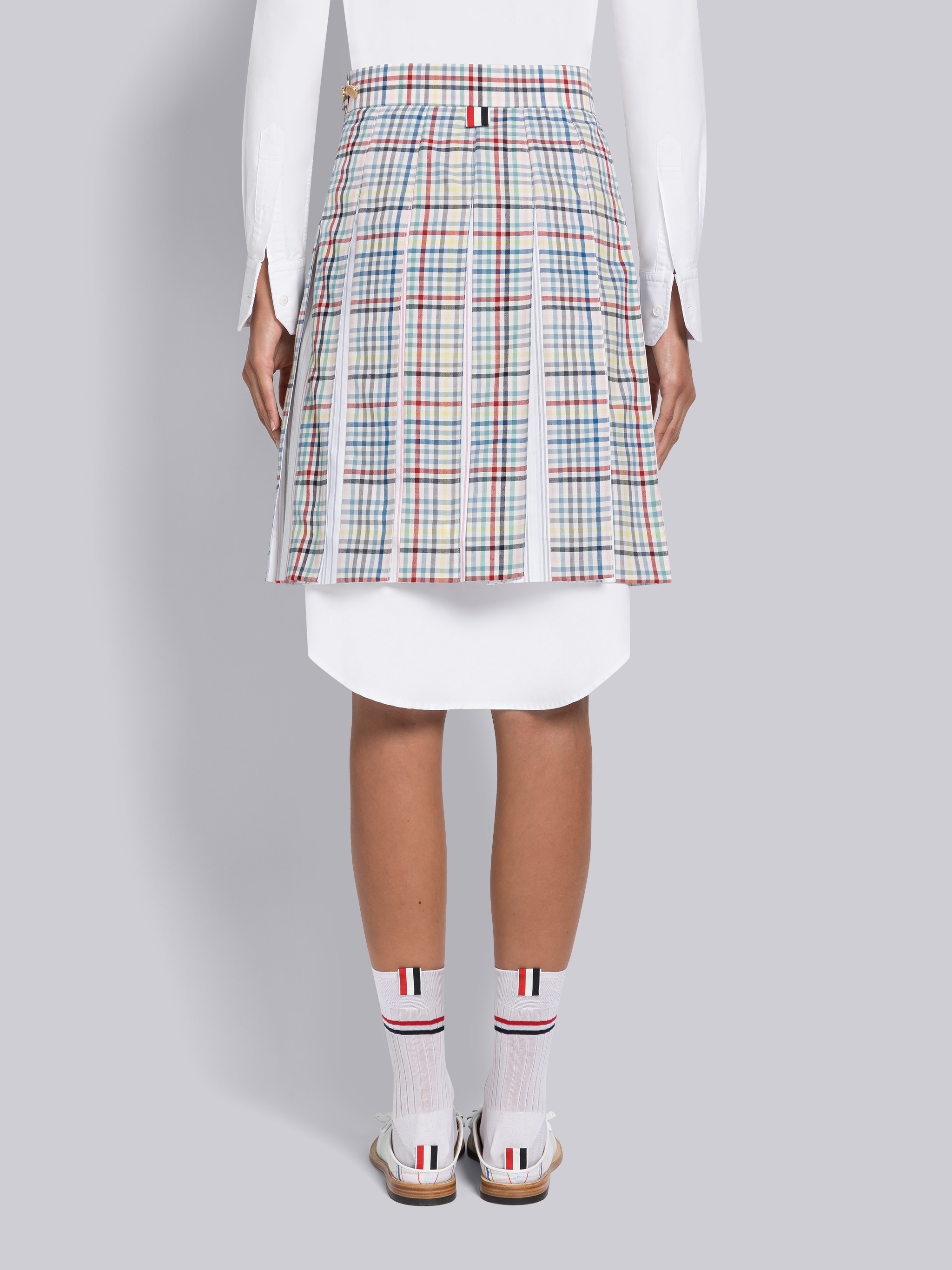 Gingham Plain Weave Pleated Mini Skirt - 3