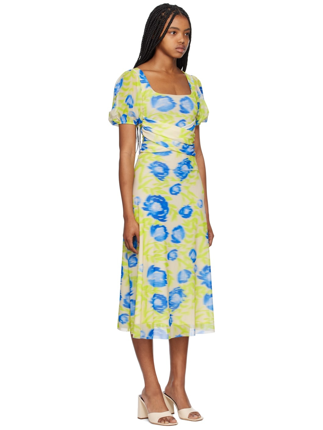 Green & Blue Printed Midi Dress - 2