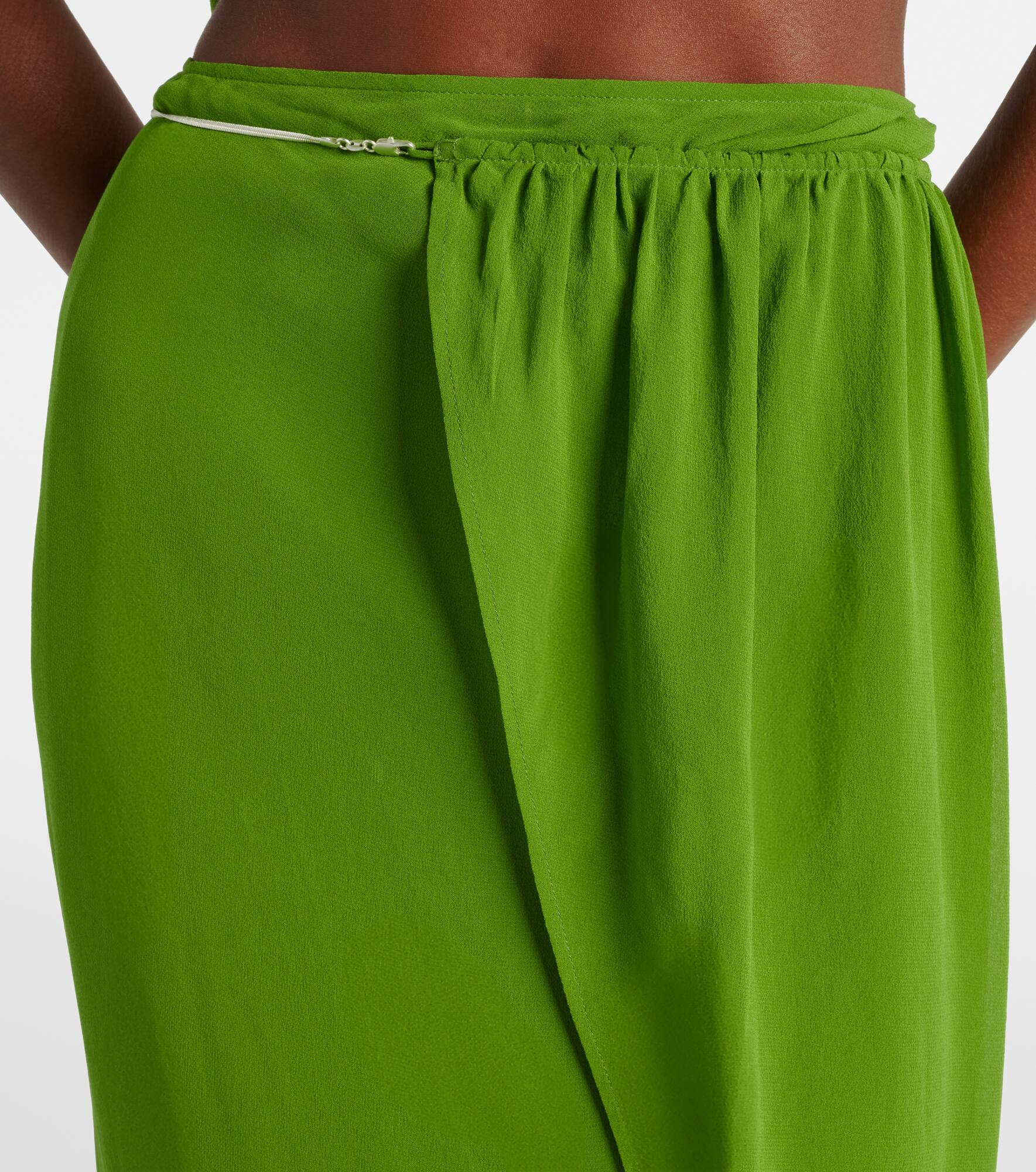 Chain-detail silk georgette wrap skirt - 4