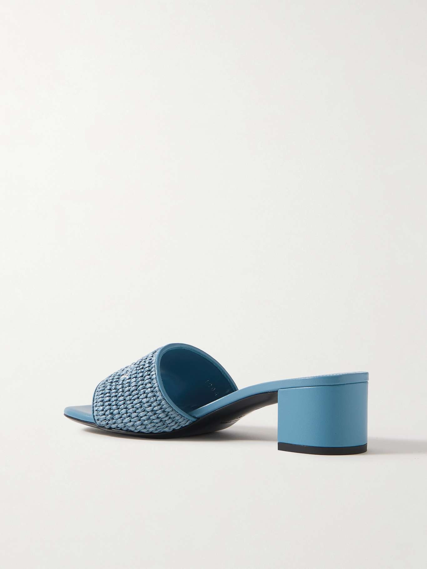4G leather-trimmed embroidered raffia mules - 3