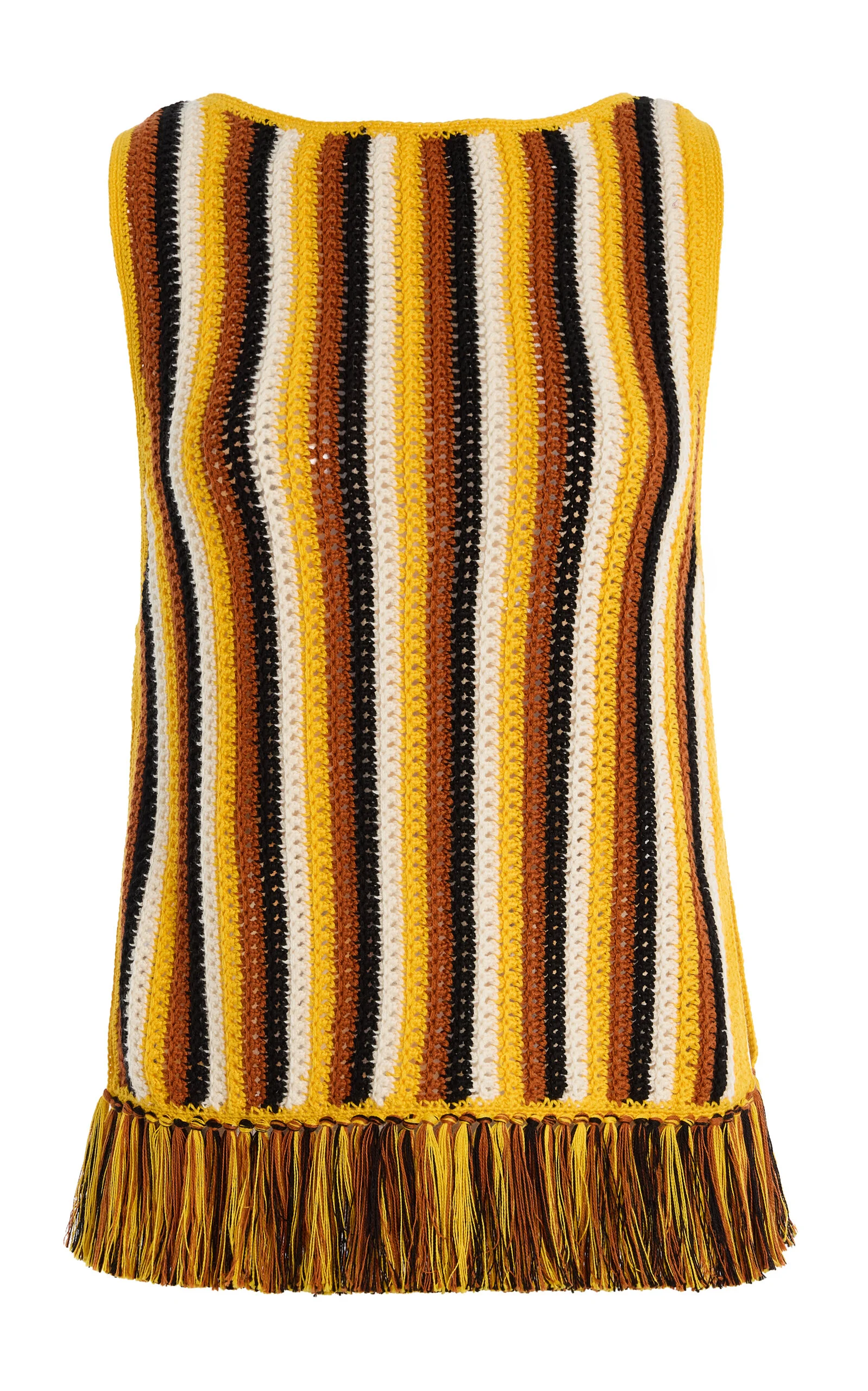 Misti Fringed Crocheted Cotton Top stripe - 1