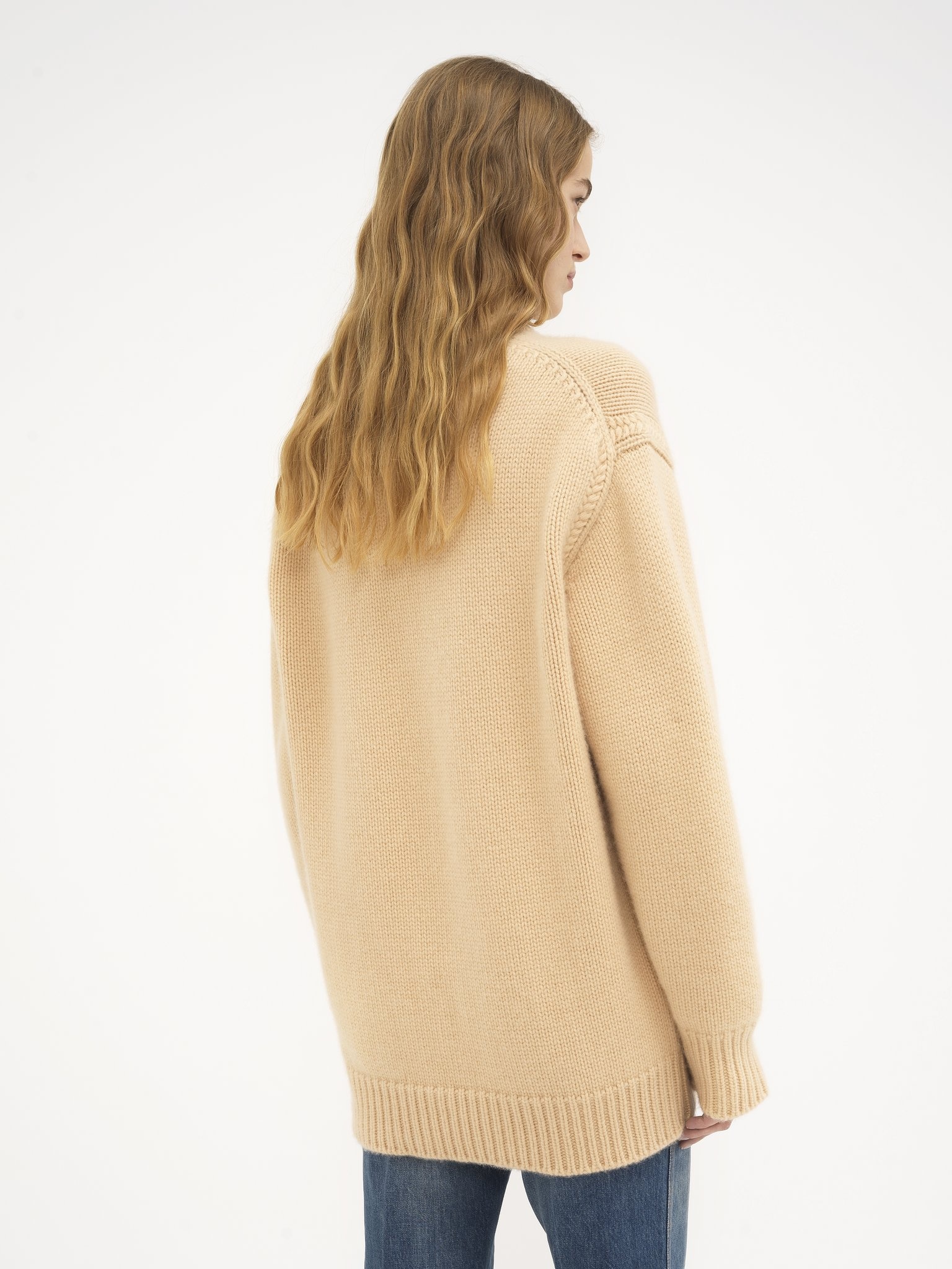 OVERSIZED KNITTED SWEATER IN CASHMERE & COTTON - 5