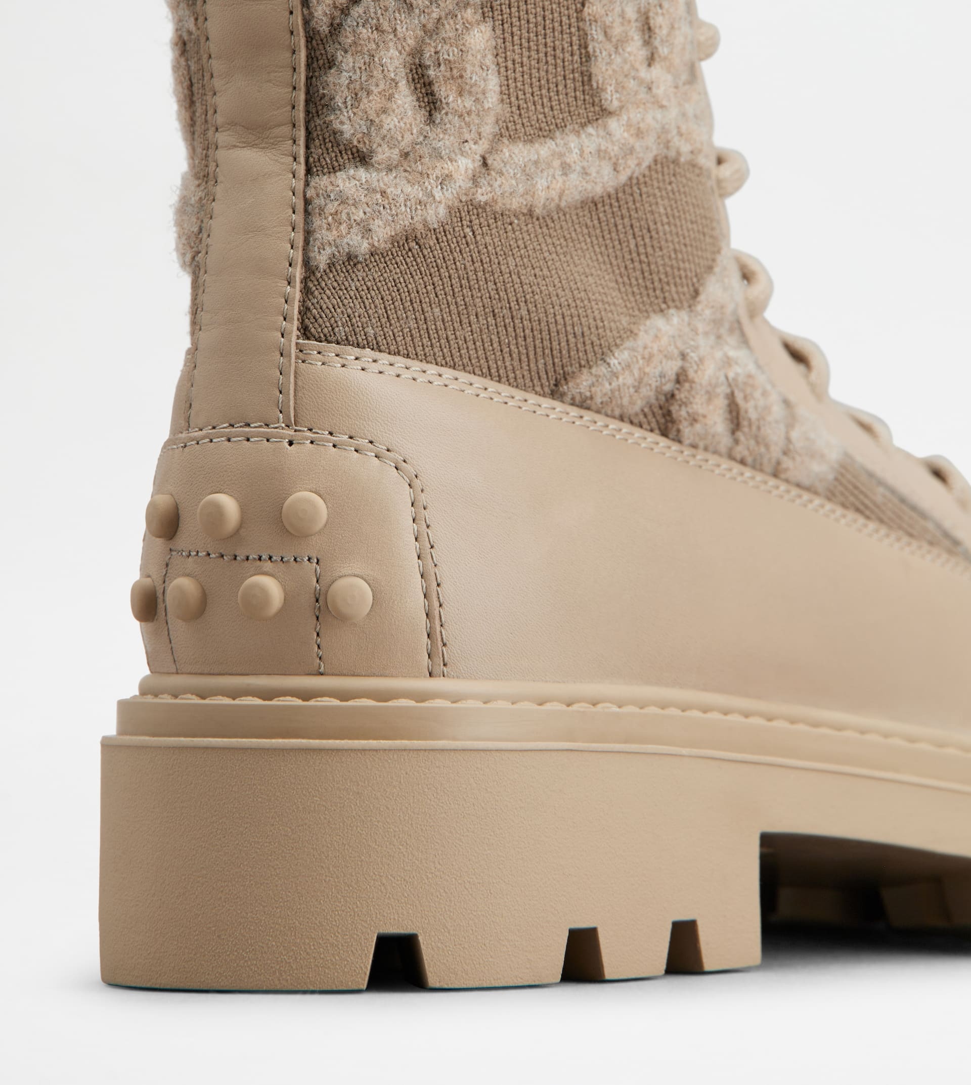 KATE COMBAT BOOTS IN FABRIC AND LEATHER - BEIGE - 5